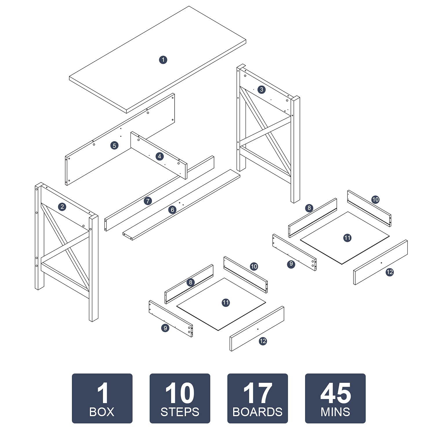 Modern Home Office Desk with Drawers - Grey Computer Writing Table for Small Spaces | Perfect for Remote Work, Study & Crafting
