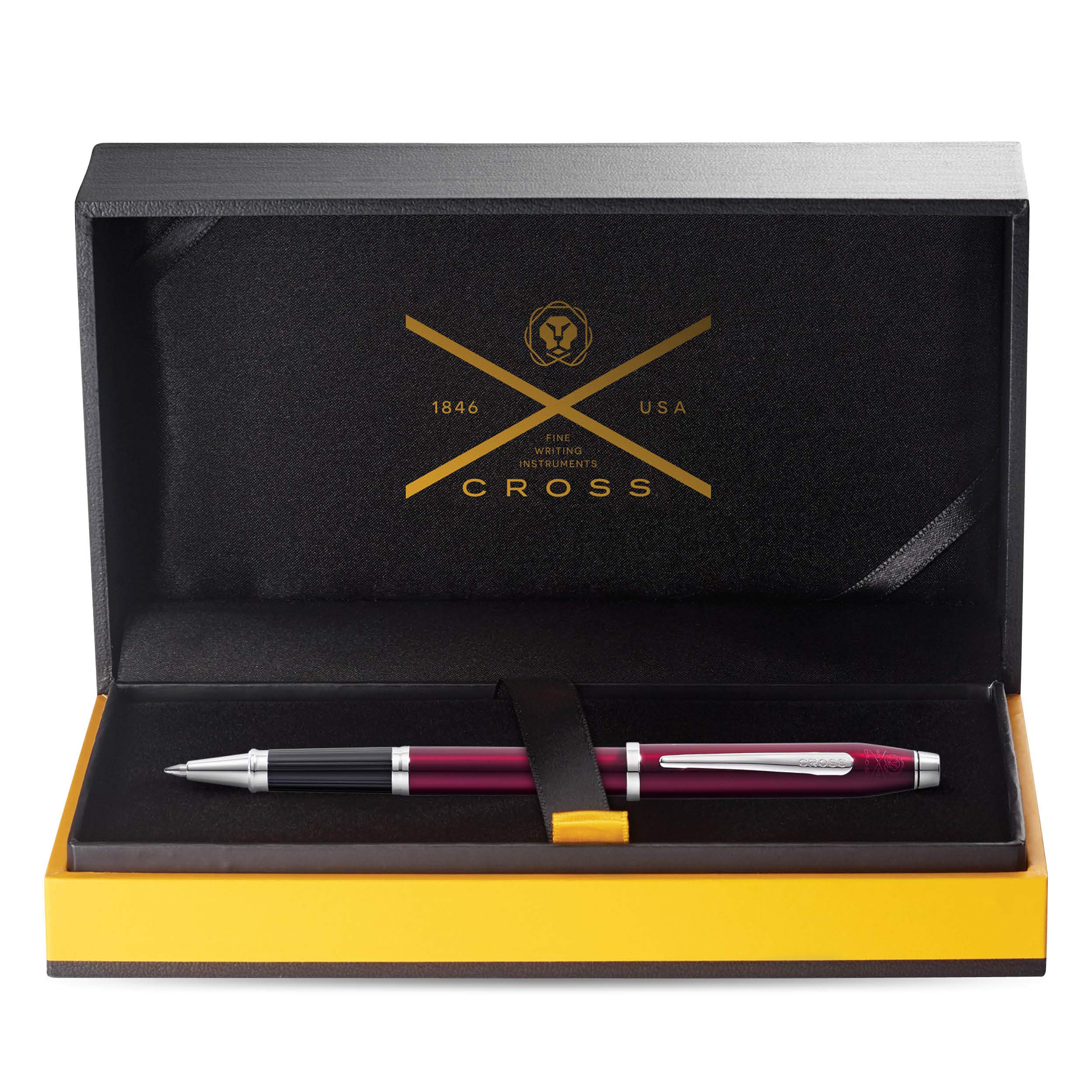Cross Century II Refillable Gel Ink Rollerball Pen - Medium Point, Translucent Plum Lacquer Finish with Luxury Gift Box - Perfect for Office, Business Gifts & Signature Writing
