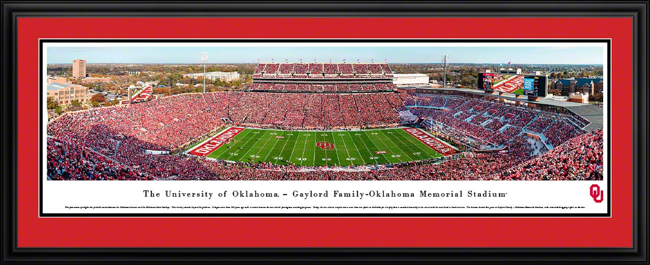 Oklahoma Football Wall Art - College Posters & Framed Pictures for Game Room Decor | Blakeway Panoramas | Perfect for OU Sooners Fans & Sports Themed Rooms