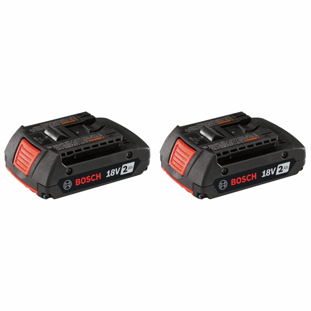 Bosch BAT612-2PK 18V 2Ah Lithium-Ion Battery 2-Pack - Power Tools Replacement Battery for Drills, Saws & More | Long-Lasting Performance for DIY & Professional Use