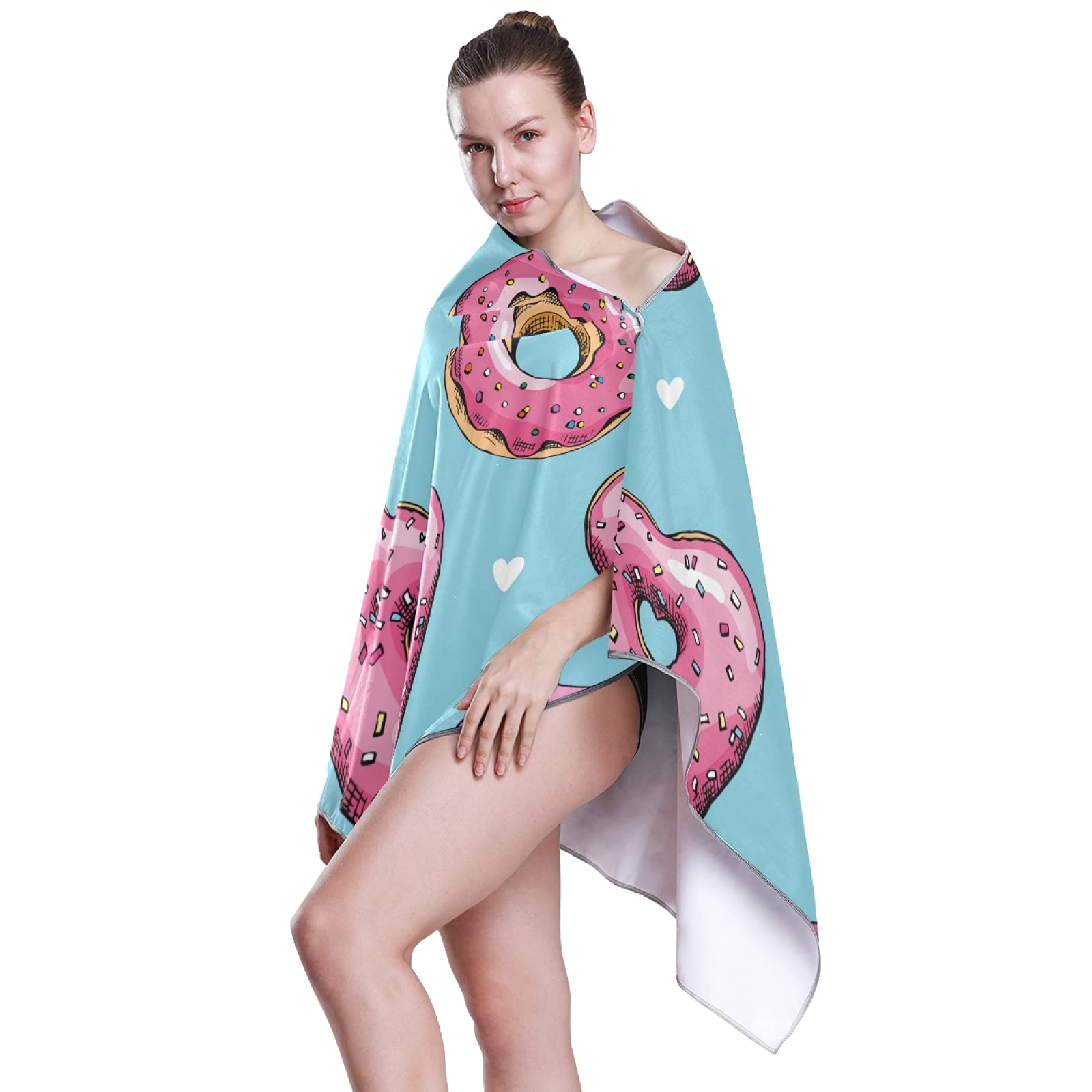 **Tarity Pink Heart Donuts Beach Towel - Large 63