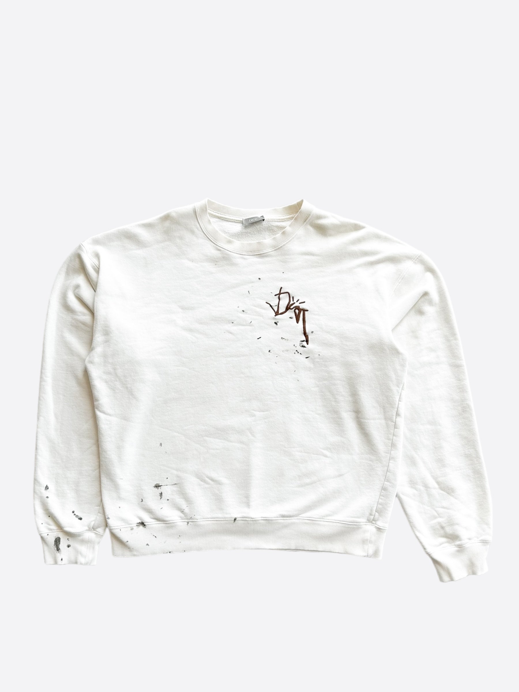 Dior Cactus Jack White & Brown Embroidered Logo Sweater - Luxury Designer Pullover for Men - Perfect for Streetwear & Casual Outfits