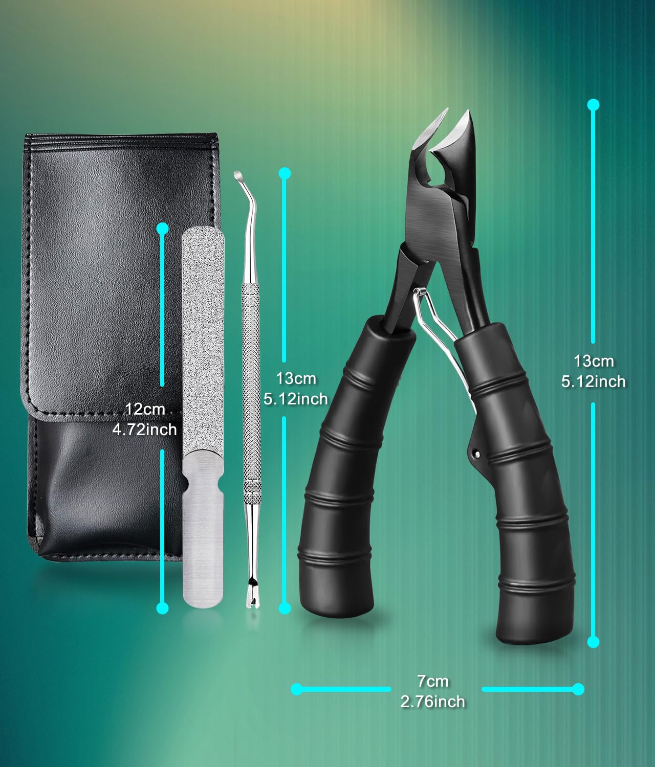 **Professional Wide Jaw Thick Toenail Clippers for Men & Seniors – Heavy Duty Sharp Nail Cutter Set with Bamboo Handle – Podiatrist-Recommended Ingrown Toe Nail Tool Kit – Perfect for Thick Nails & Home Pedicure Care**