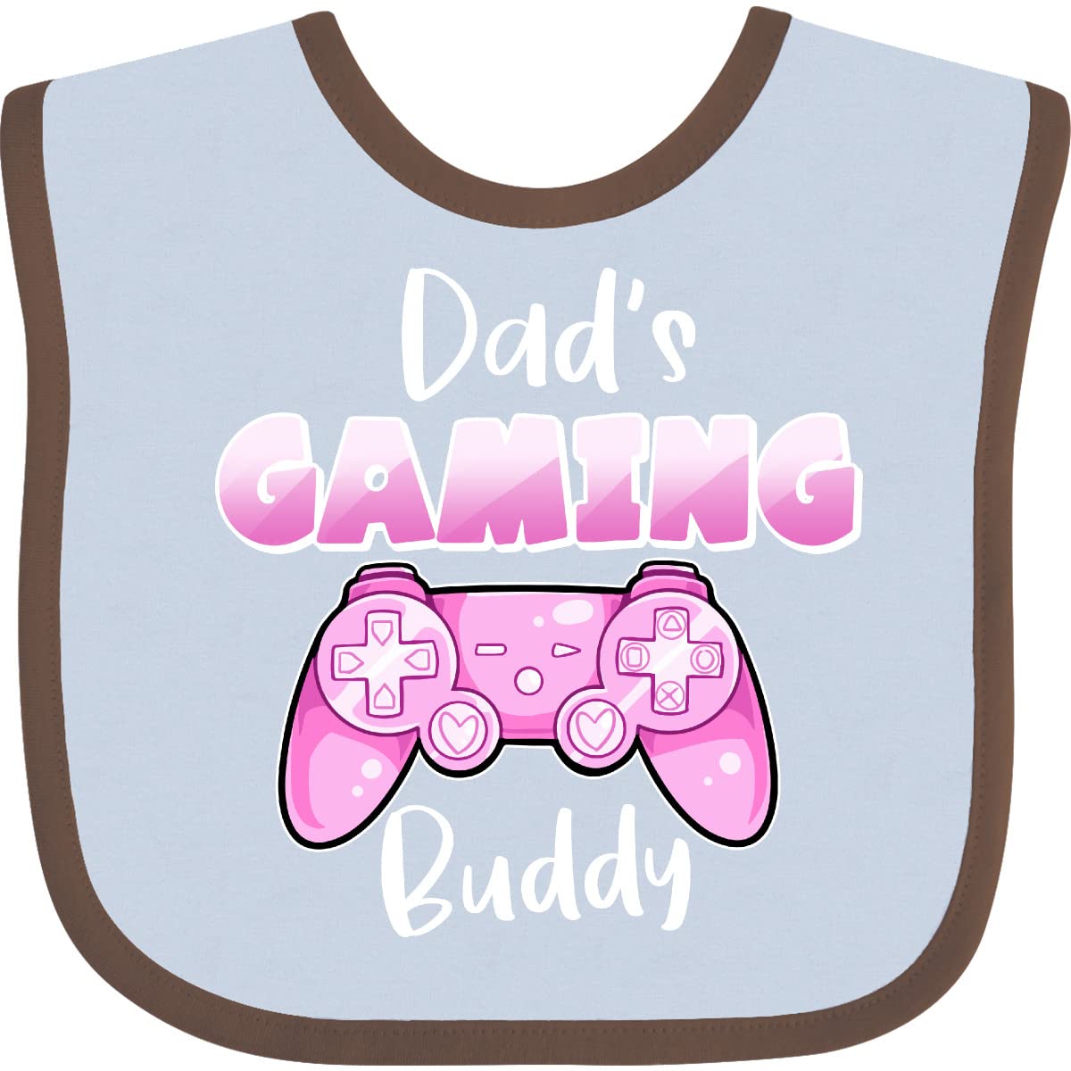 Inktastic Dad's Gaming Buddy Baby Bib - Pink Video Game Controller Design - Perfect for Gamer Dads & Babies - Great for Feeding, Playtime & Photo Shoots