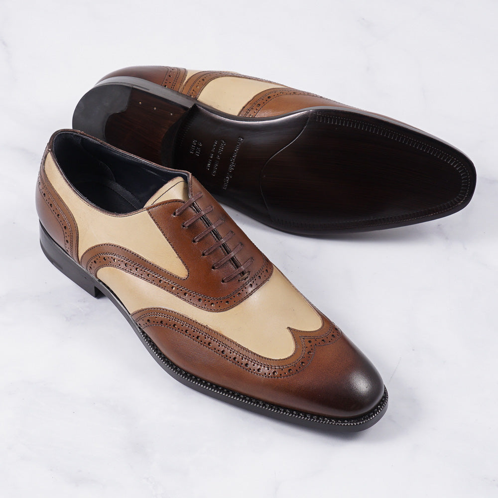 Ermenegildo Zegna Wingtip Oxford Dress Shoes for Men - Classic Business Formal & Wedding Leather Shoes - Perfect for Office, Interviews & Special Occasions
