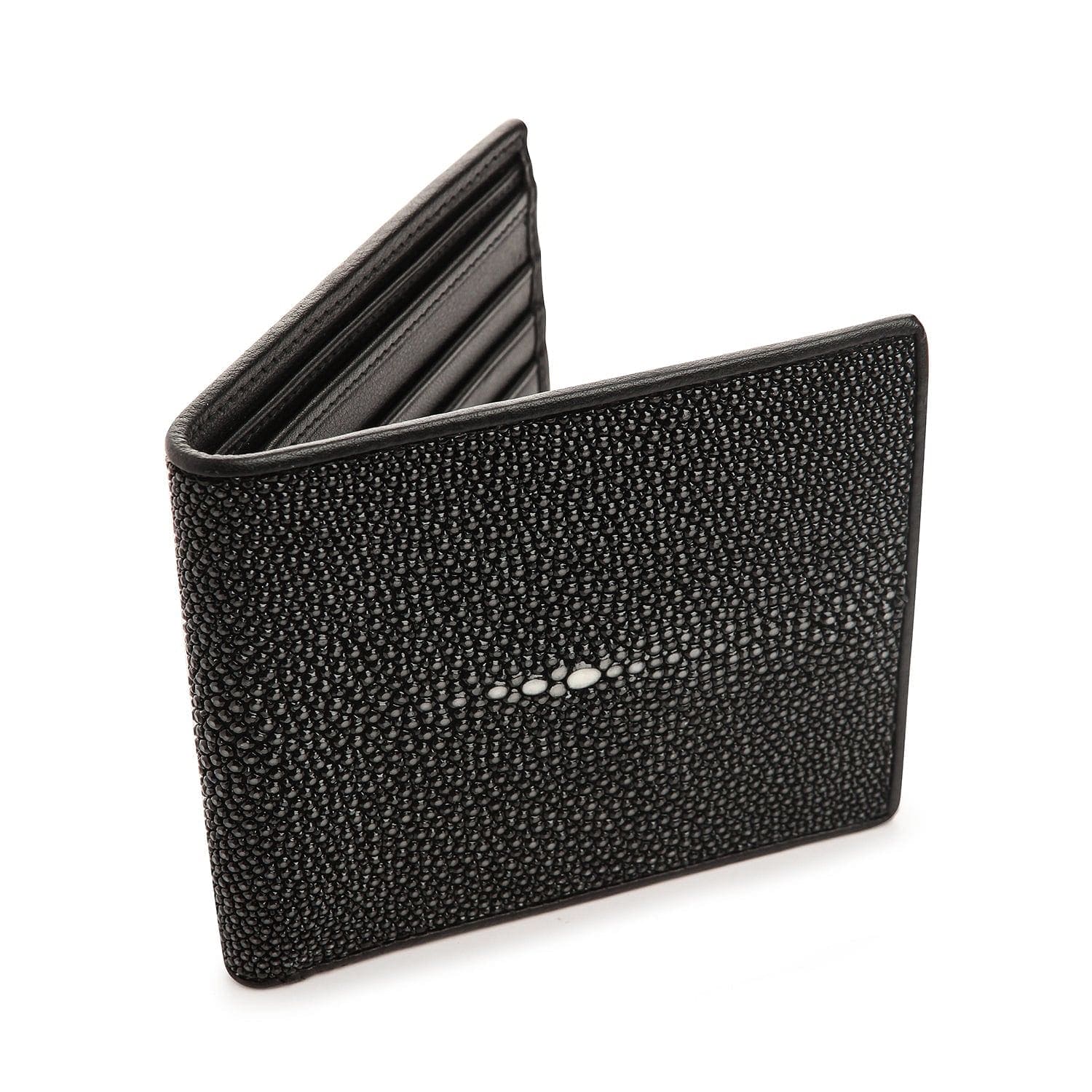Premium Black Stingray Leather Wallet for Men - Slim RFID Blocking Bifold Wallet with Money Clip - Perfect for Business, Travel & Everyday Carry