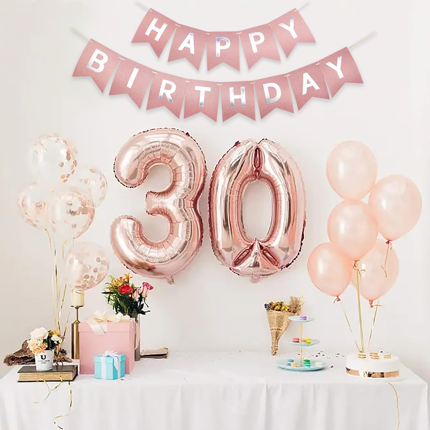 Rose Gold Happy Birthday Banner (Pre-Strung) - Shiny Birthday Party Decorations for Women, Girls & Kids - Perfect for Birthday Parties, Baby Showers & Anniversary Celebrations