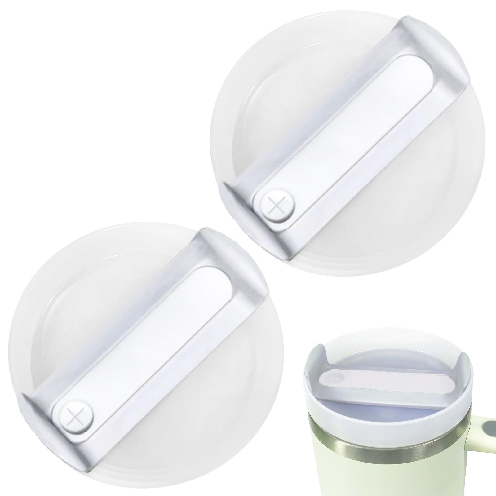 Stanley Cup 40oz Tumbler Lids (2-Pack, White) - Spill-Proof Replacement for Travel & Adventure