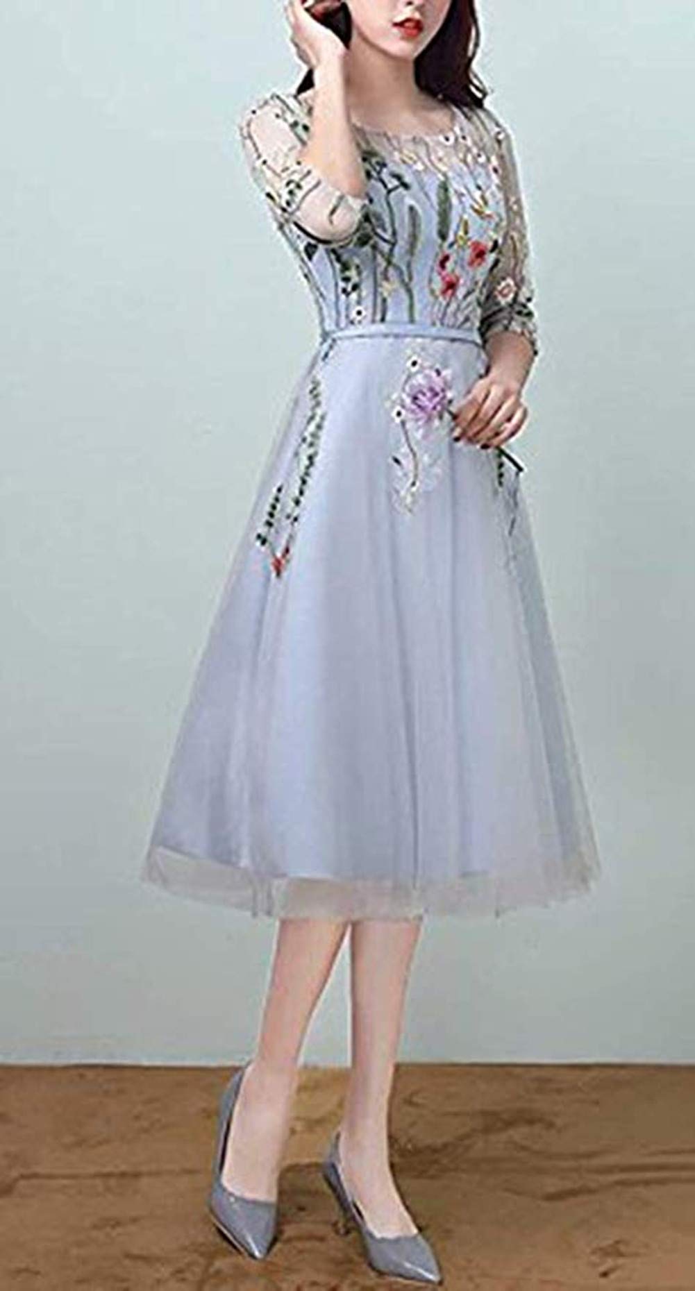 Floral Embroidered Short Prom Dress for Women - Elegant Mesh Party Cocktail Dress for Homecoming, Night Out & Special Occasions