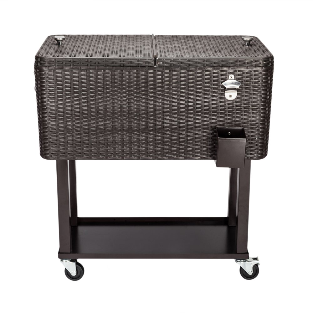 80 Quart Rolling Drink Cooler with Wheels - Portable Ice Chest for Outdoor Parties, Camping & Tailgating - Includes Storage Shelf & Built-in Bottle Opener - Perfect for BBQs, Beach Trips & Backyard Gatherings