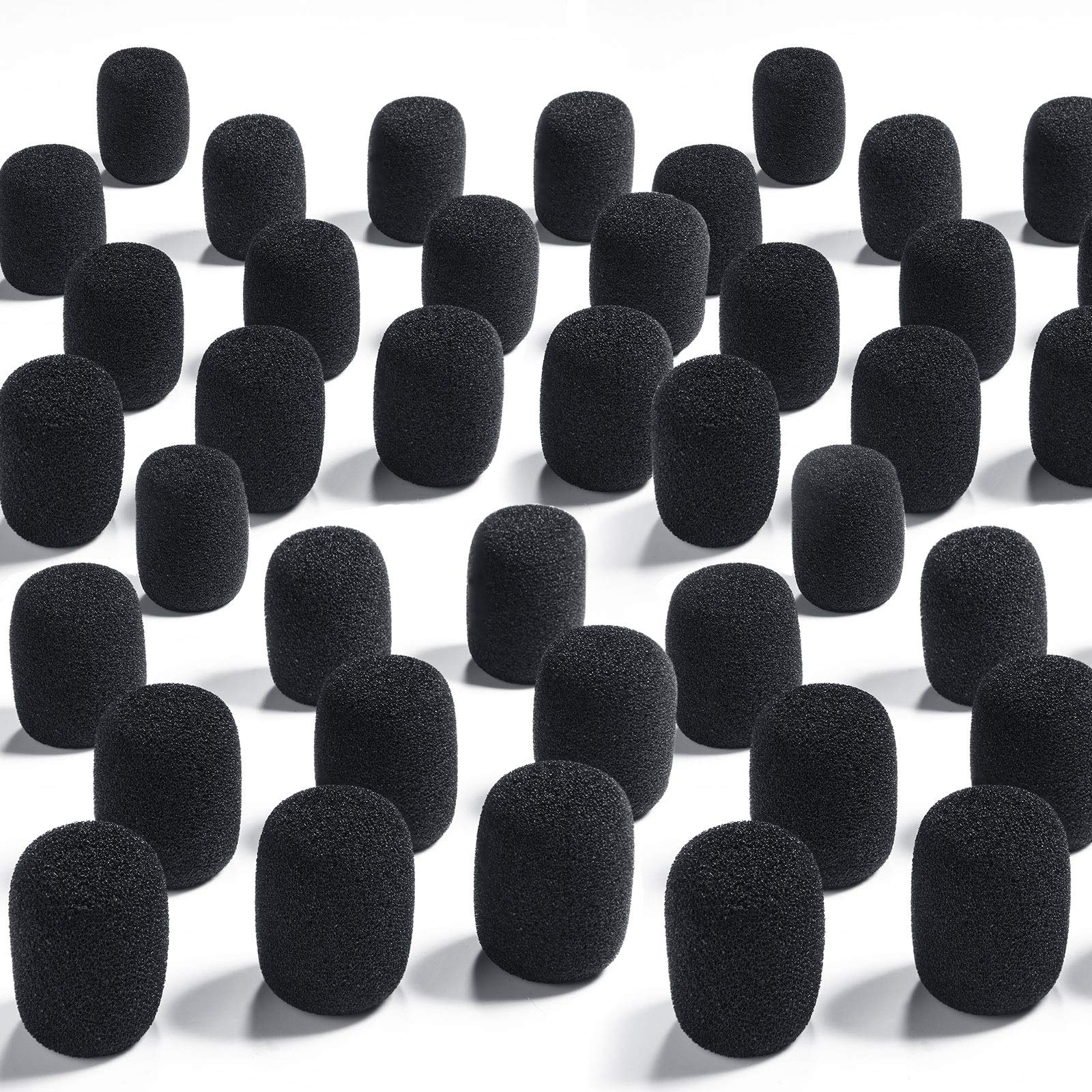 50 Pack Mini Foam Microphone Windscreens - Black Foam Mic Covers for Lavalier & Lapel Mics - Noise Reduction Protection for Podcasting, Streaming, Interviews & Public Speaking