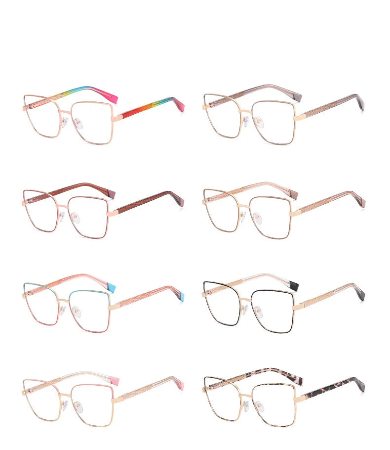 CCspace Women's Full Rim Cat Eye Square Alloy Eyeglasses Frame 57382 - Stylish Retro Glasses for Women, Lightweight Metal Frame for Office, Reading & Fashion Accessories