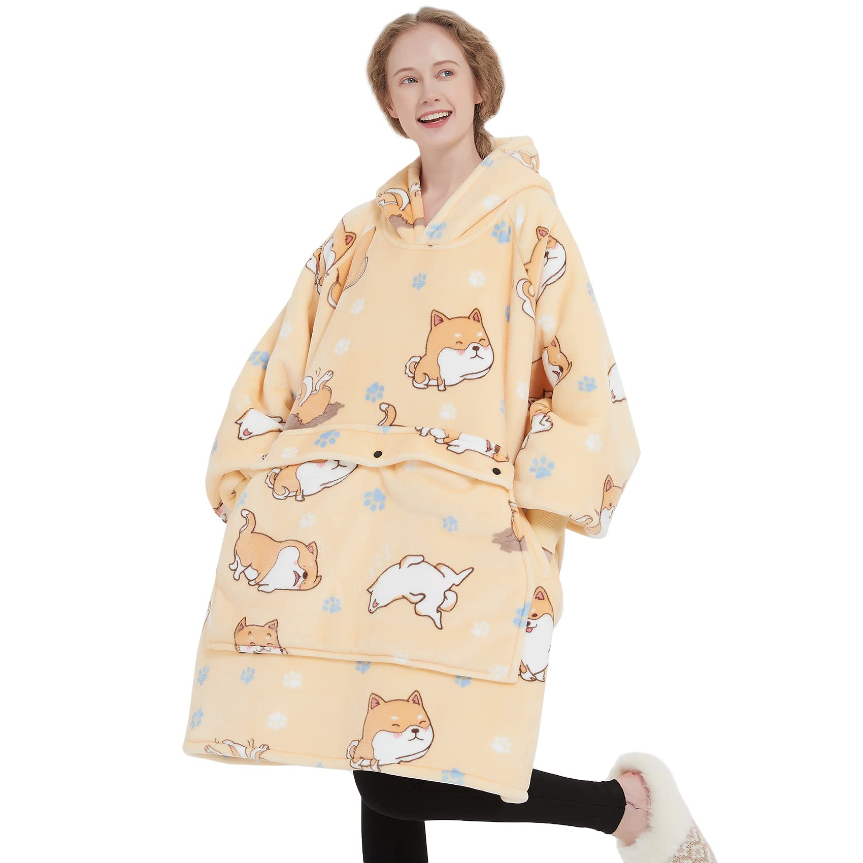 Cozy Oversized Wearable Blanket Hoodie for Women & Men - Sherpa-Lined Flannel Sweater with Large Pocket | Perfect for Lounging, Netflix Nights & Cold Weather Comfort