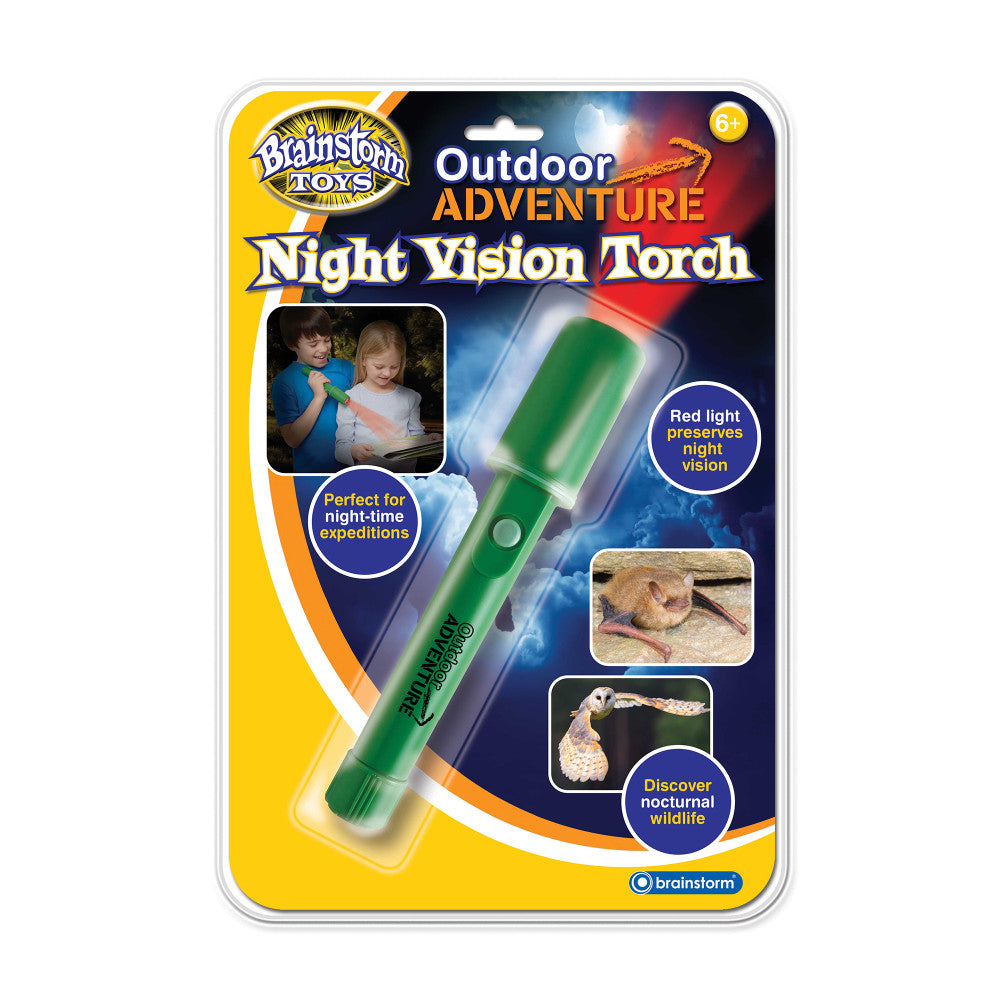 Brainstorm Toys Night Vision Red LED Flashlight - Outdoor Adventure Gear for Camping, Hiking & Night Exploration | Perfect for Kids & Adults