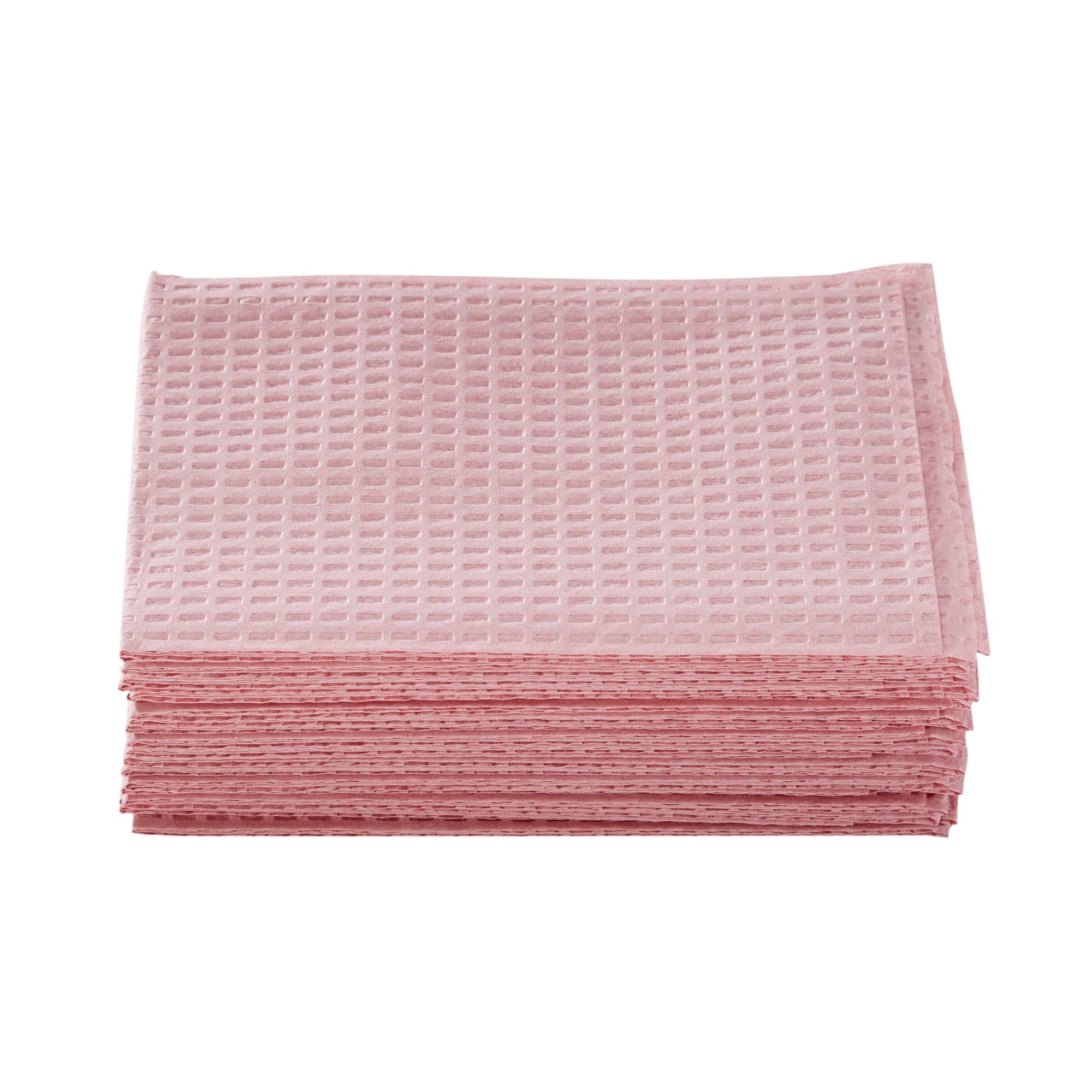 McKesson Disposable Dental Bibs Towels [500 Pack] - 13x18 Inch 2-Ply Waffle Embossed Poly Back Tissue for Tattoo, Nail Salon & Medical Use - Soft Mauve Color for Hygienic Patient Care