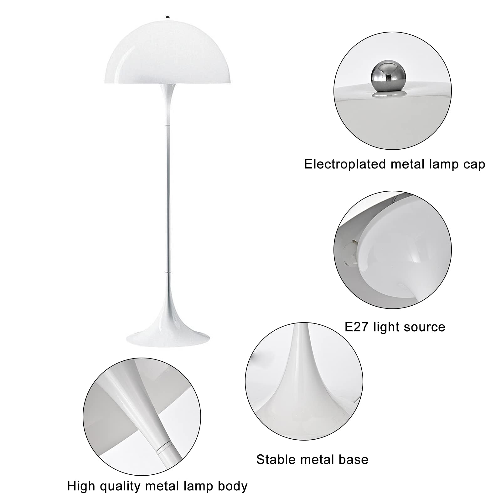Modern White Acrylic Mushroom Floor Lamp - Semi-Circular Nordic Design for Living Room, Bedroom & Kitchen Island - Soft Ambient Lighting for Cozy Home Decor