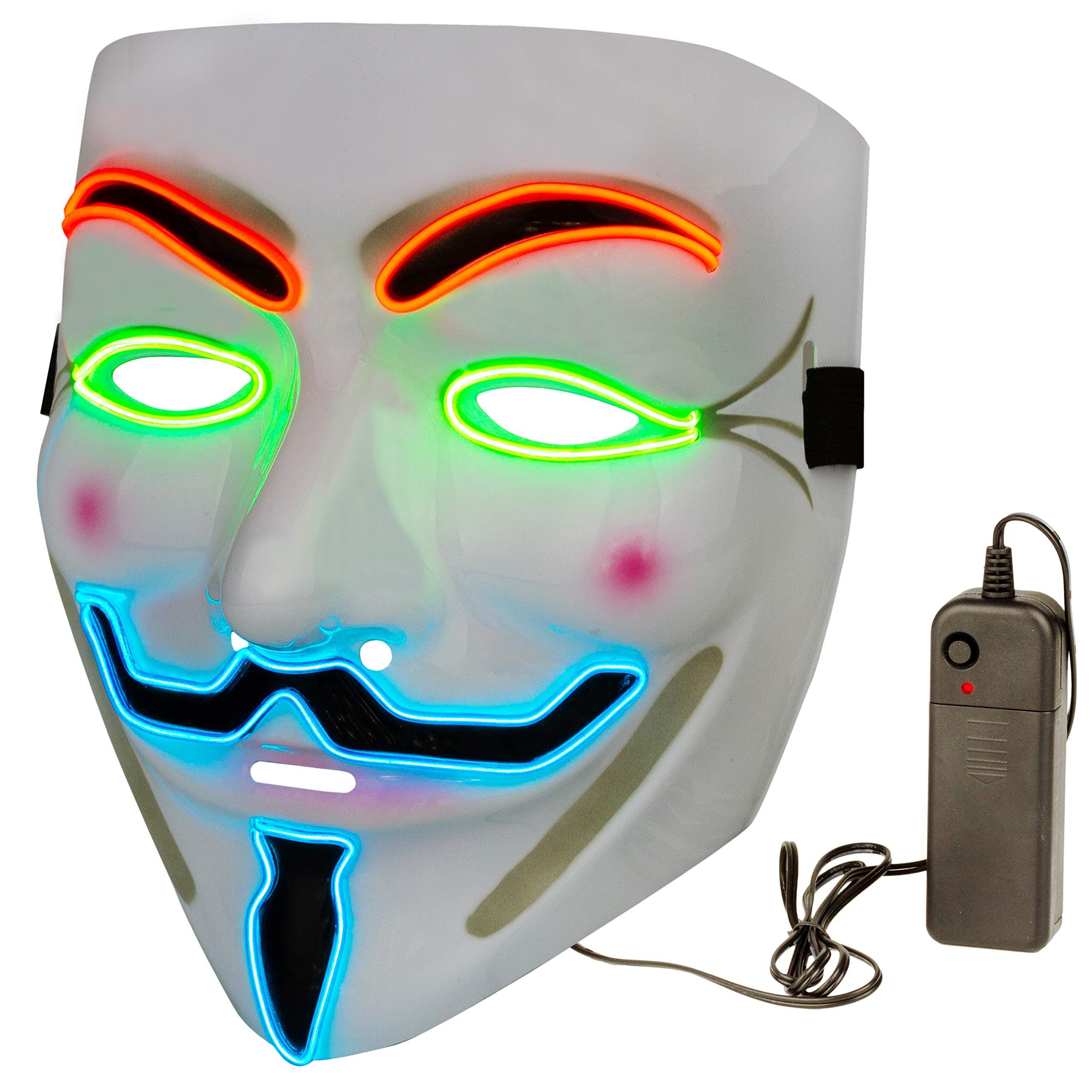 V for Vendetta Mask - Anonymous Guy Fawkes Halloween Costume Mask for Cosplay, Protests & Hacker Themed Parties - Black Latex Full Face Cover