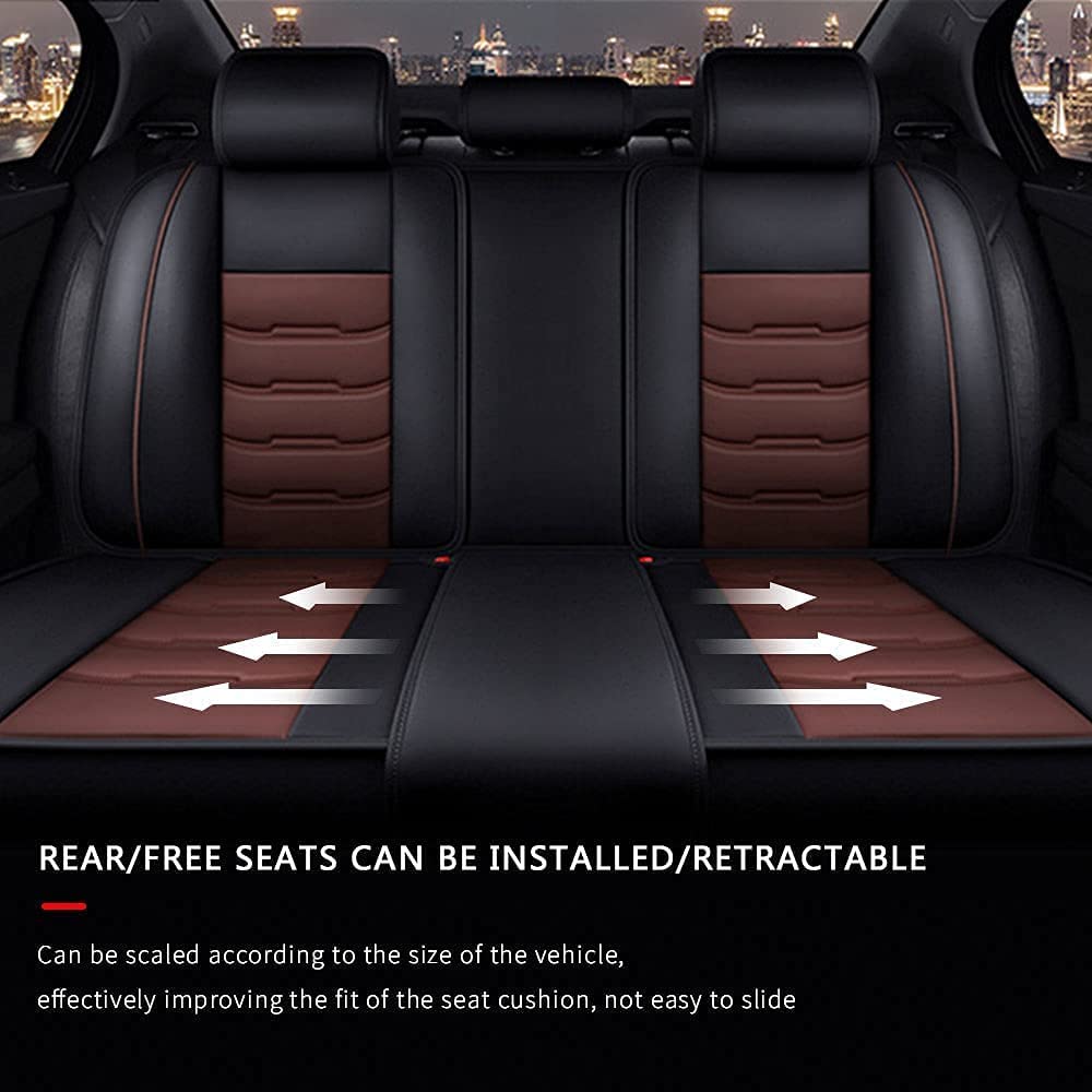 Custom Car Seat Covers for Mitsubishi Mirage G4 2017-2021 - 5-Seat Full Set PU Leather Front & Rear Seat Protectors - Waterproof & Airbag Compatible - Perfect for Daily Commuting, Road Trips and Car Interior Protection