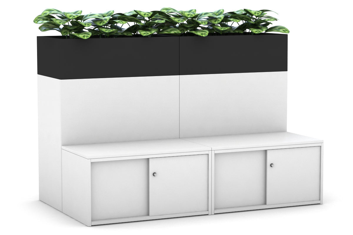 8-Door Booth Seat with Planter Box - Silver Handle for Restaurants, Cafes & Outdoor Dining Areas