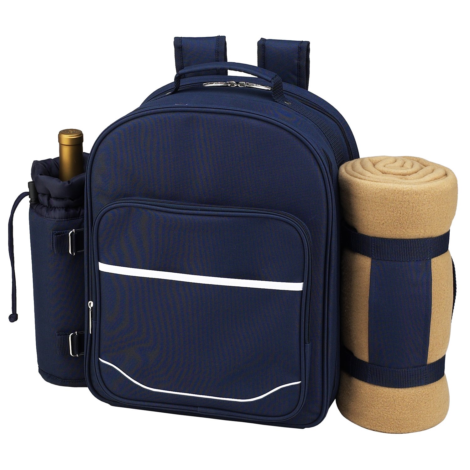 Premium Picnic Backpack for 4 with Waterproof Blanket - Insulated Cooler Compartment & Utensil Set - Perfect for Outdoor Adventures, Beach Trips & Family Picnics