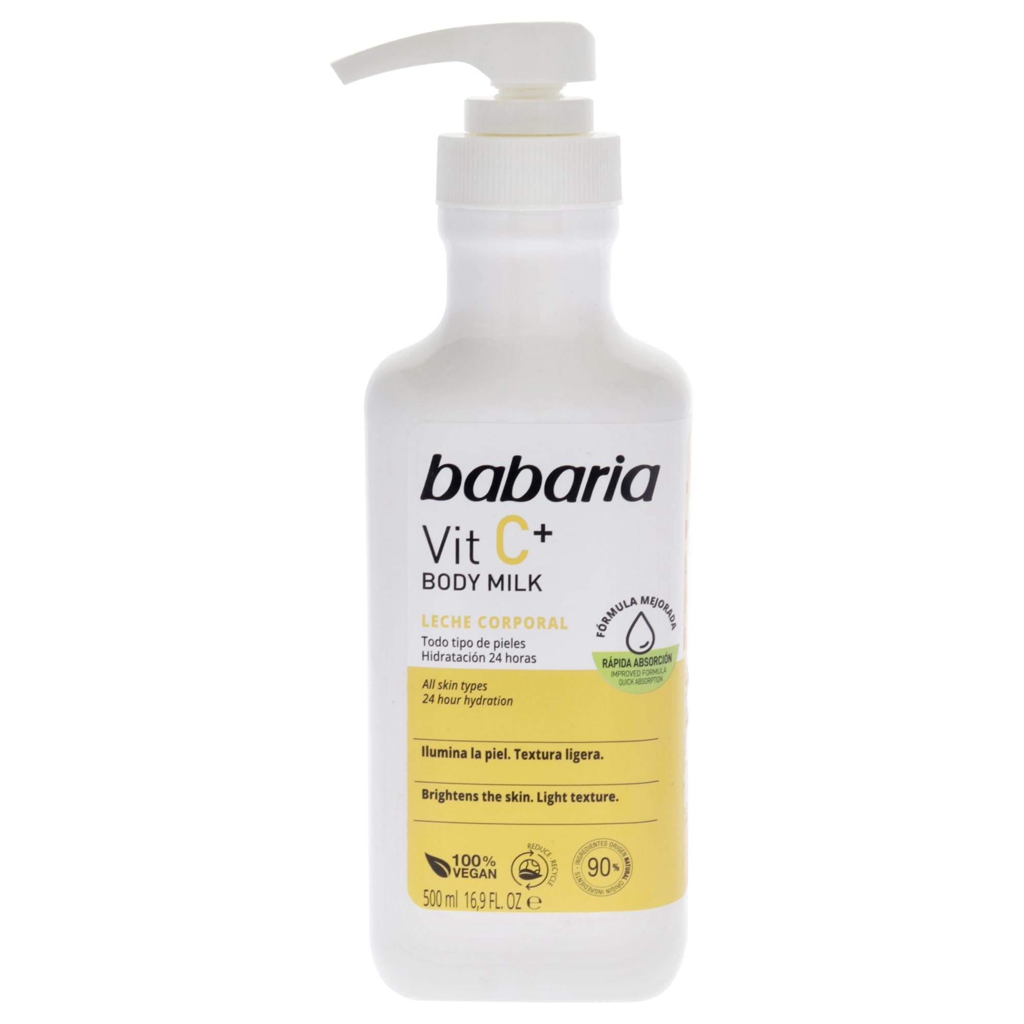 Babaria Vitamin C Body Milk - Collagen Boosting & Brightening Body Lotion for Women - Hydrating Moisturizer for All Skin Types - 16.9 oz - Perfect for Daily Skincare & Post-Shower Hydration
