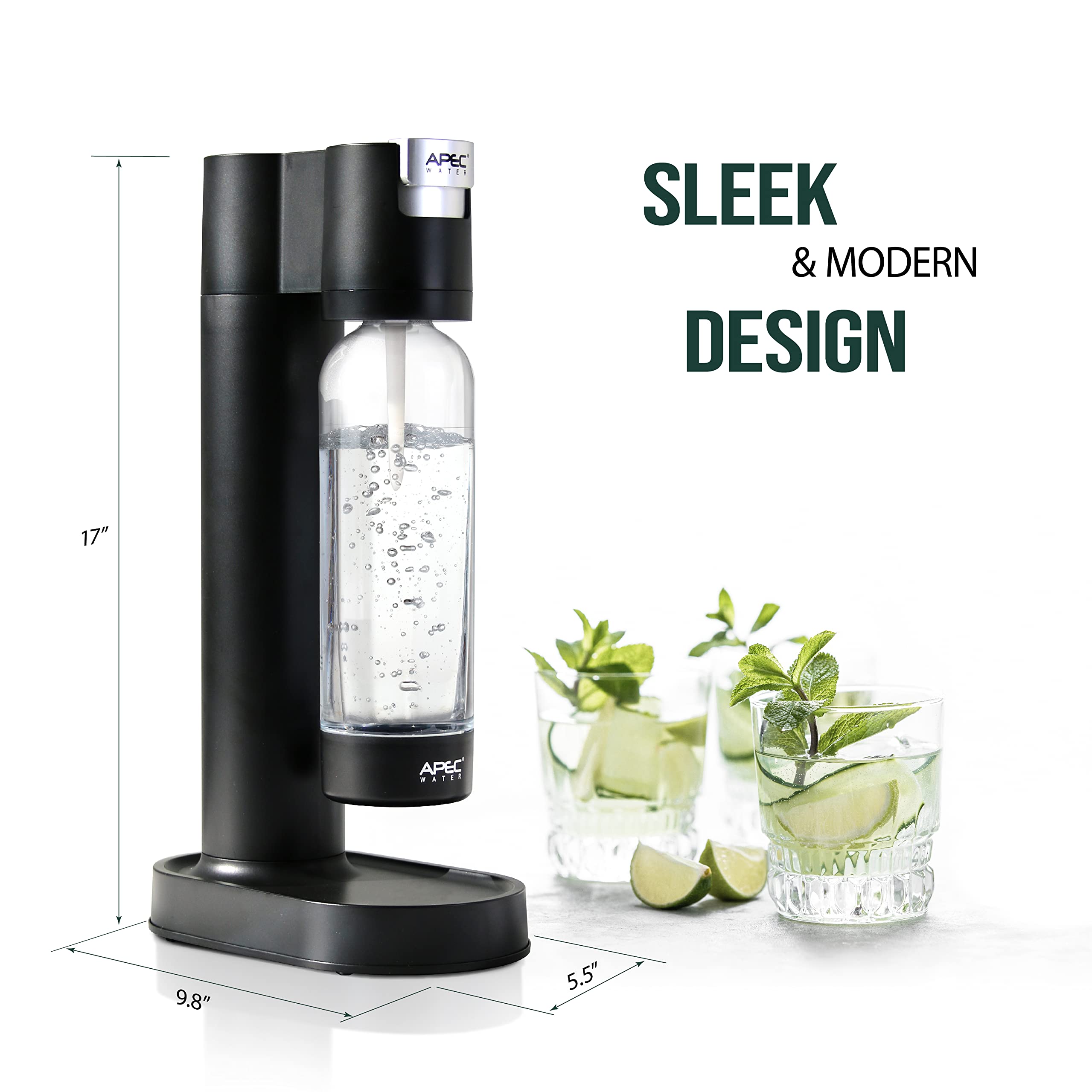 APEC Sparkle Home Soda Maker Machine - 0.8L Carbonated Water Maker for Sparkling Water, Soda & DIY Drinks | Premium PET Bottle | Perfect for Parties, Home Bars & Healthy Hydration (CO2 Cylinder Sold Separately)