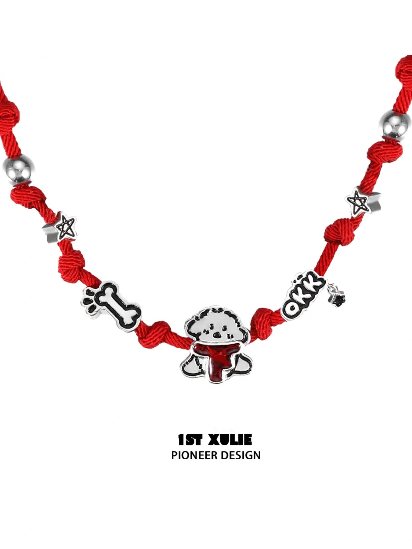 18k Gold Plated Graffiti Puppy Dog Choker Necklace - Milan Rope Chain for Women, Valentine's Day Gift, Party Jewelry for Spring Festival Celebrations