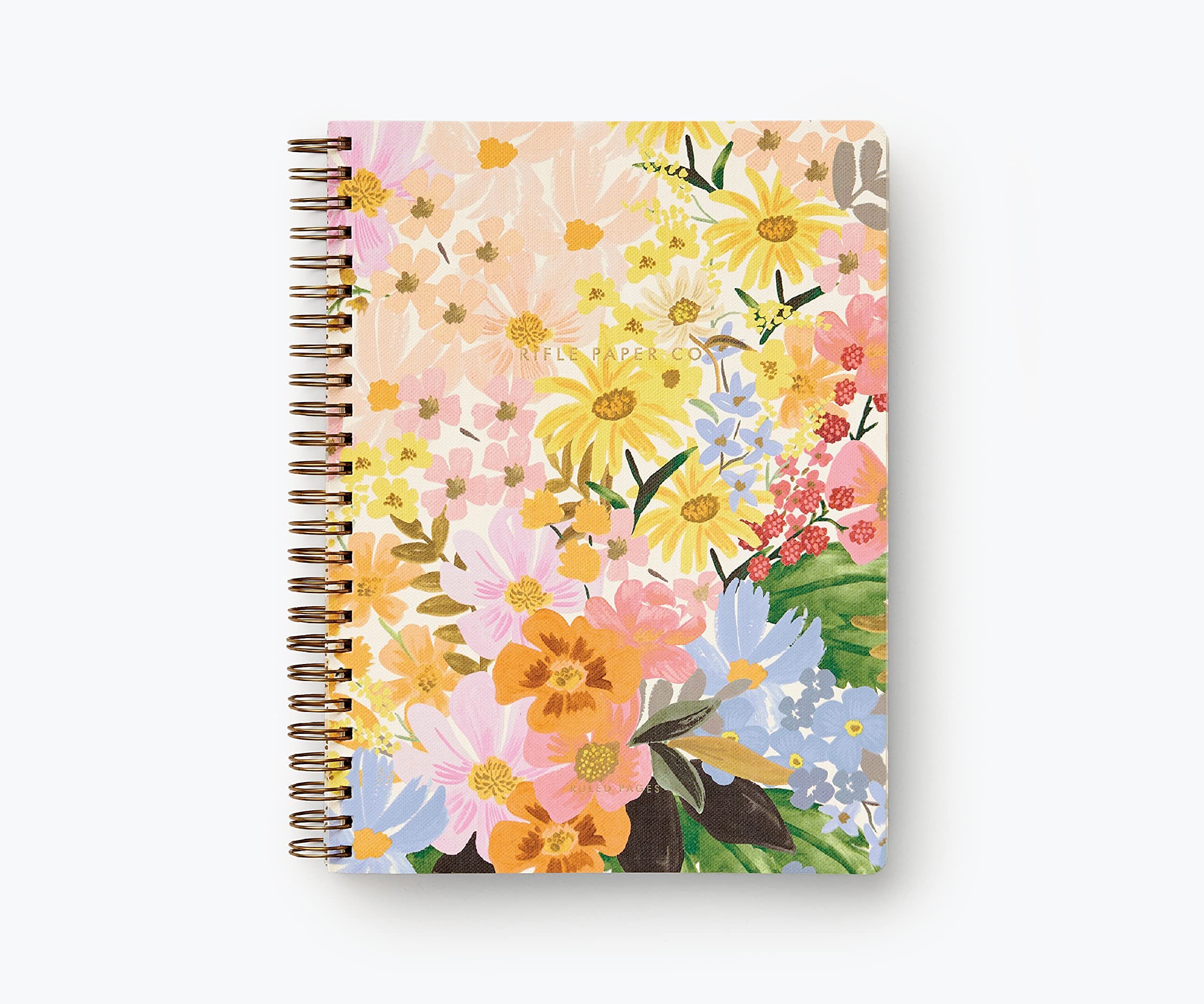 Rifle Paper Co. Marguerite Spiral-Bound Notebook - 150 Pages with Inner Pocket, Floral Design & Gold Foil Cover (8.25