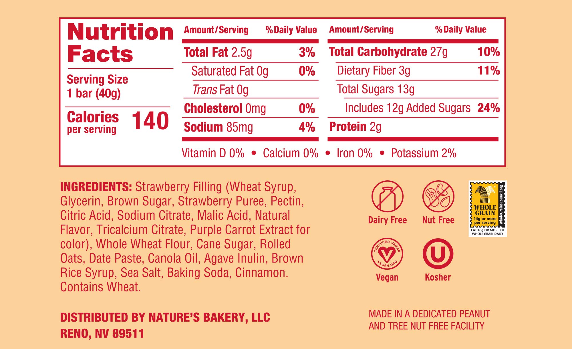 Nature's Bakery Vegan Strawberry Oatmeal Crumble Bars - 6 Pack (36 Bars Total) | Non-GMO, Healthy Snack for Breakfast, Hiking & On-the-Go Energy