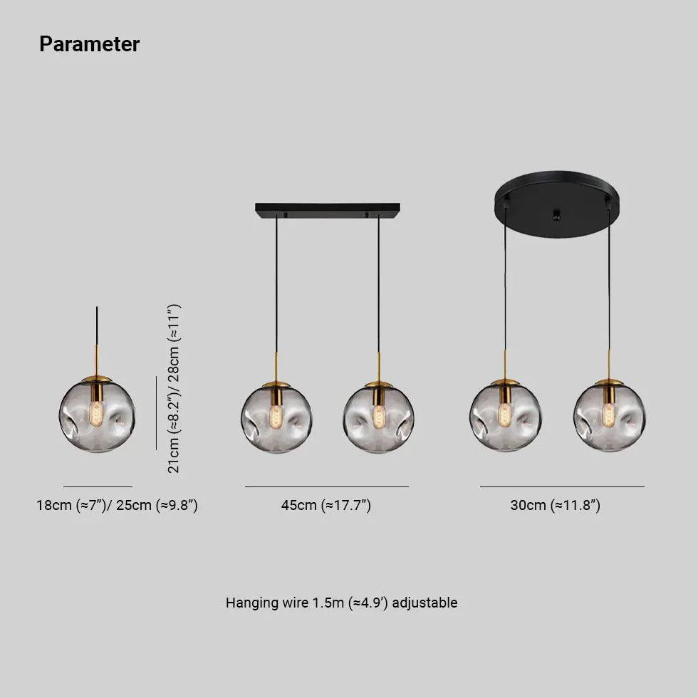 Modern Spherical Glass Bubble Pendant Light - Elegant Ceiling Lighting for Living Room, Bedroom, and Dining Room Decor