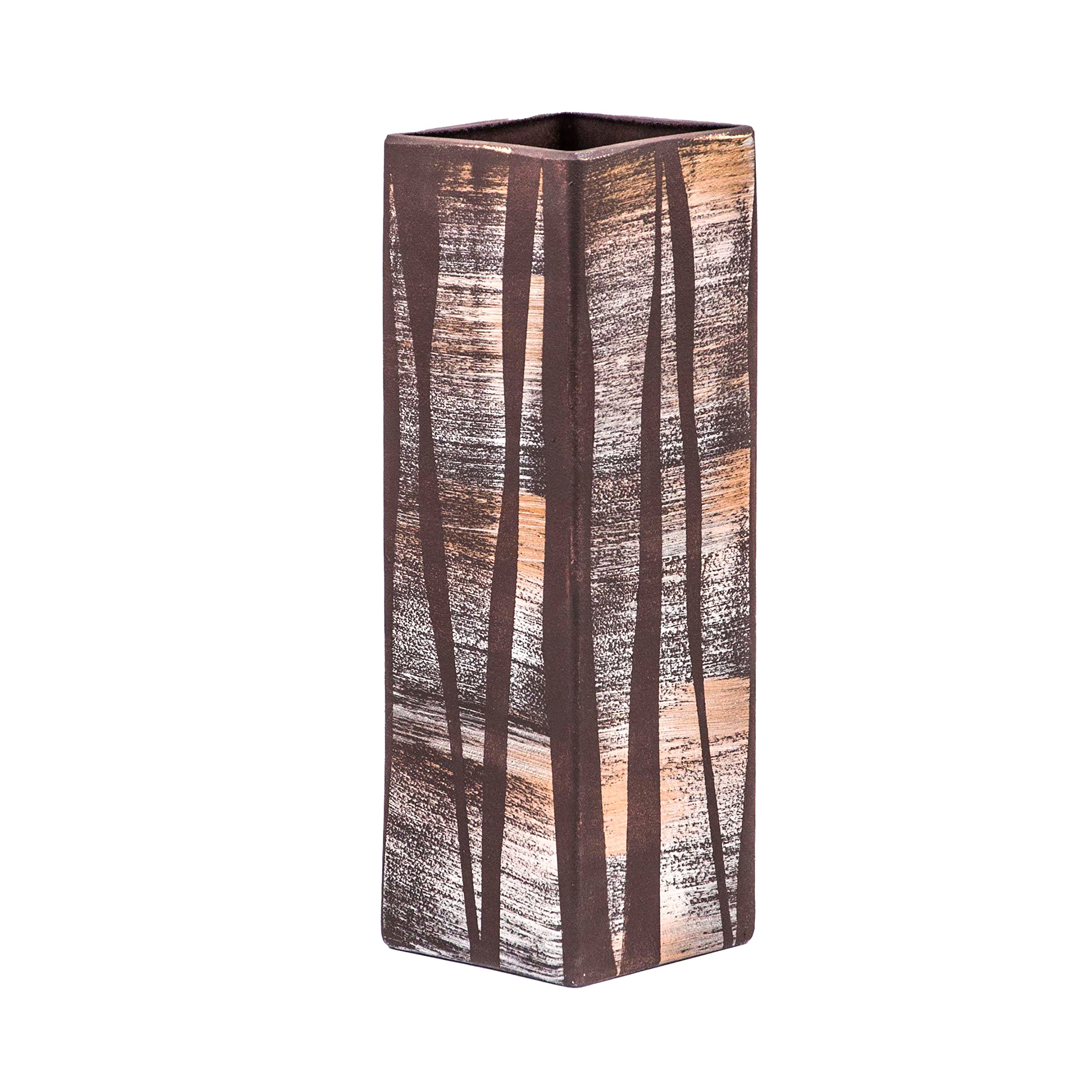 12 Inch Square Glass Vase for Flowers - Handcrafted Art Decor Table Centerpiece - Modern Home Decor & Interior Design - Perfect for Weddings, Living Room, Dining Table Decorations
