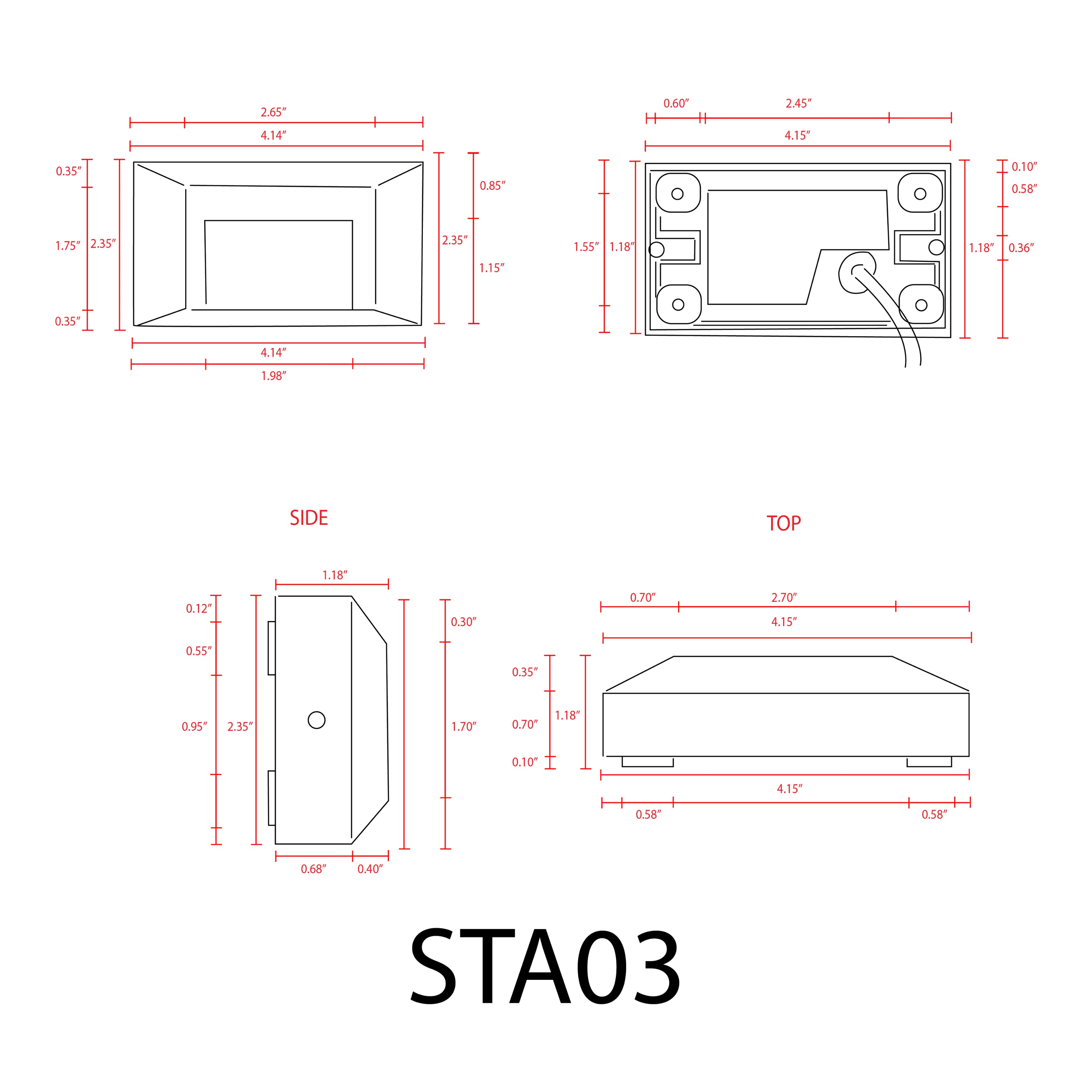 STA03 2+2+2W 3CCT 3000K/4000K/5000K Low Voltage Cast Aluminum Rectangular LED Step Light - Waterproof Outdoor Deck Lighting for Stairs, Patio, Garden & Pathway Illumination