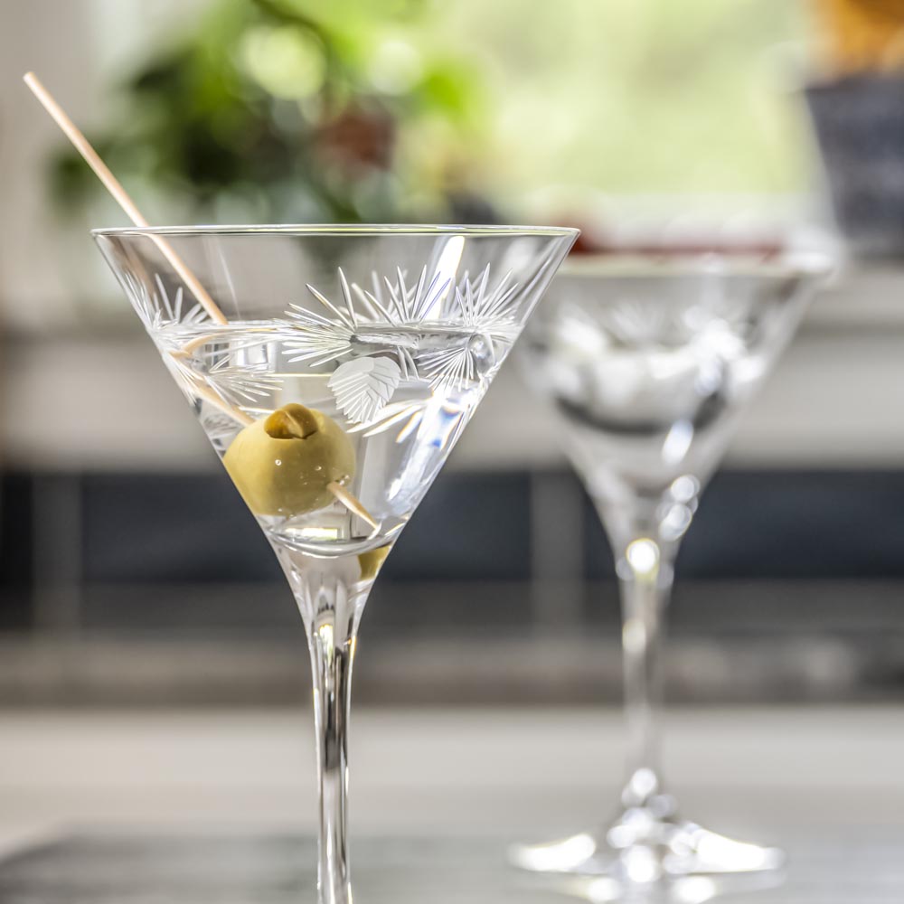 Premium 10oz Martini Glasses Set of 12 - Elegant Icy Pine Design for Cocktail Parties, Bars & Home Entertaining - Shatter-Resistant Crystal Clear Glassware