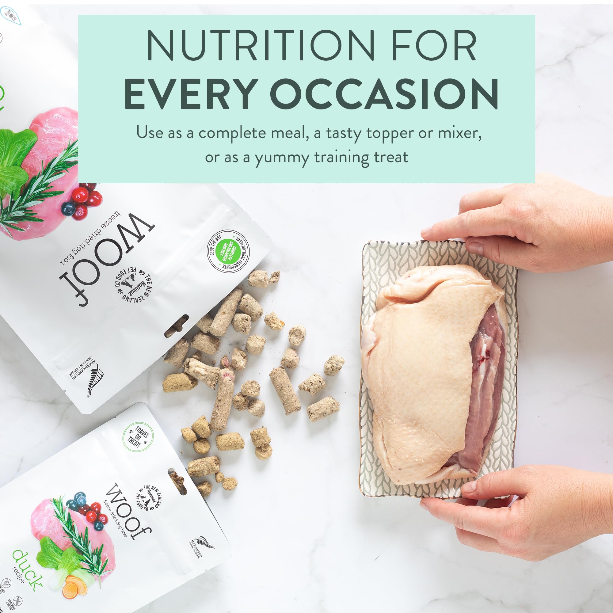 Premium Freeze Dried Duck Dog Food - High Protein Natural Dog Treats & Meal Topper for Small & Large Breeds | 2.2 lb | Perfect for Training, Travel & Digestive Health