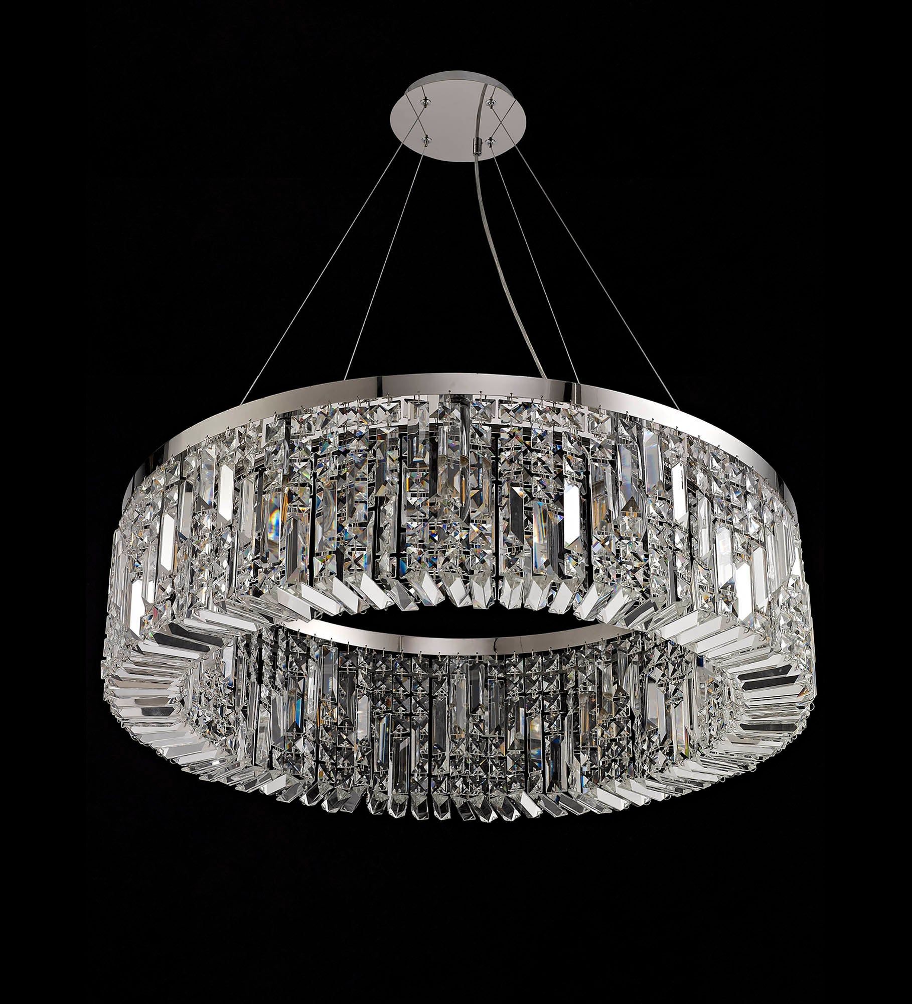 Ashby Small & Large Round Pendant Chandelier - 8 Light E14 Base - Gold & Crystal or Polished Chrome & Crystal - IP20 Rated - Perfect for Dining Room, Bedroom, or Entryway Lighting