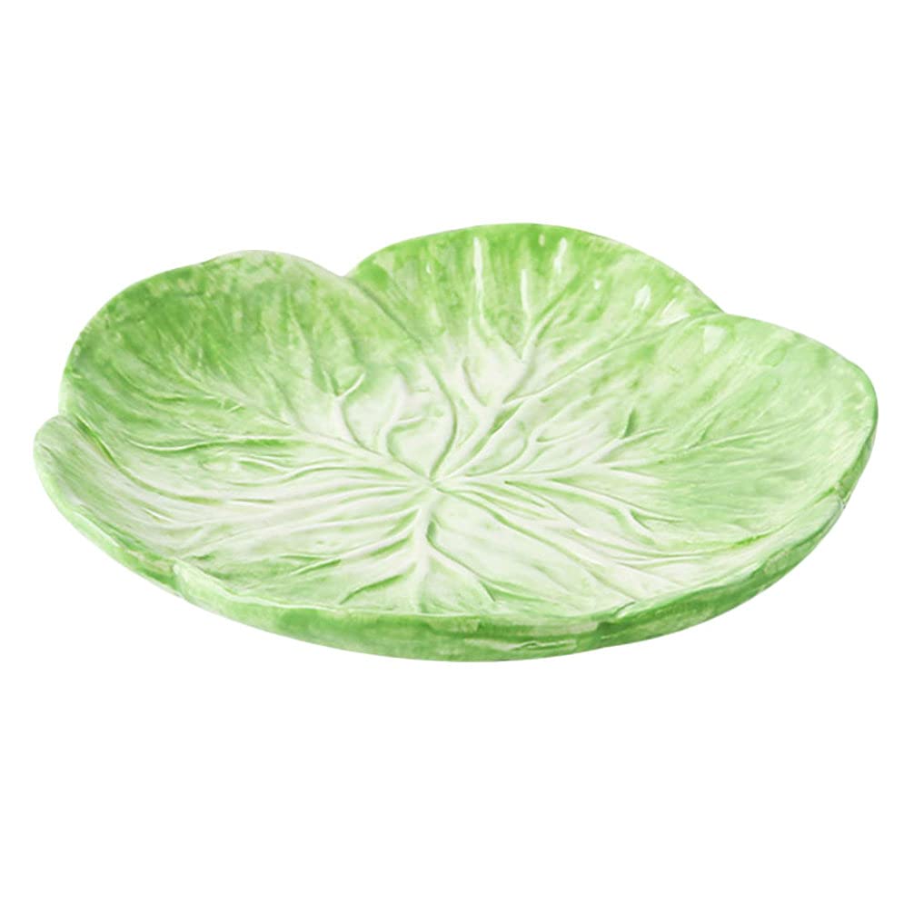Cabilock Ceramic Serving Bowl - Cabbage-Shaped Fruit, Snacks, Jewelry Plate for Appetizers, Salads & Dinnerware | Elegant Green Home Decor for Kitchen, Dining Table & Party Serving