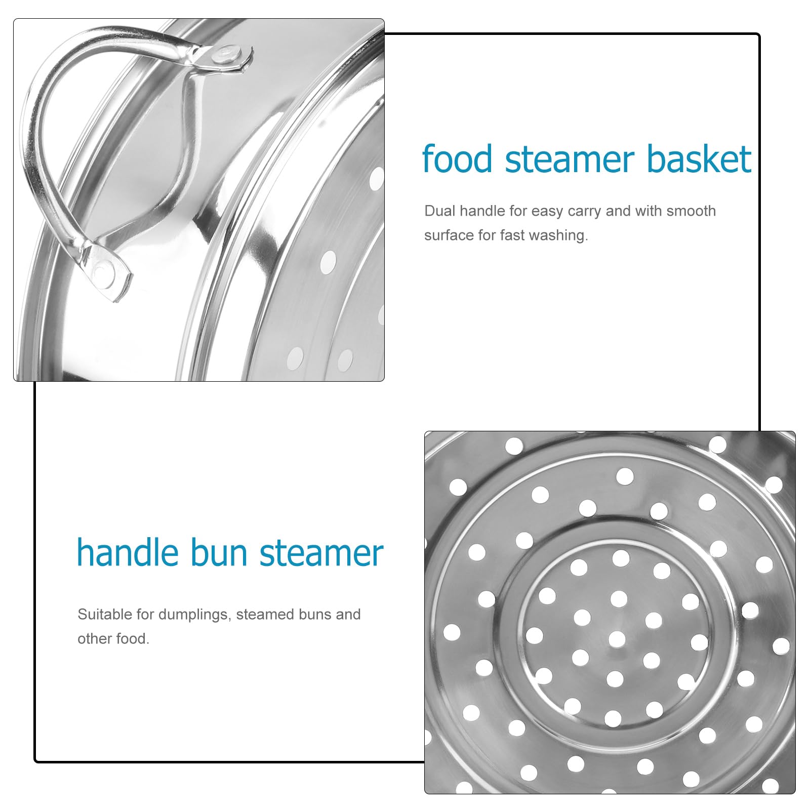 Operitacx Stainless Steel Steamer Basket with Handles - Stackable Steamer Pot Basket with Lid for Dumplings, Vegetables & Buns | Perfect for Asian Cooking, Healthy Meal Prep & Kitchen Use