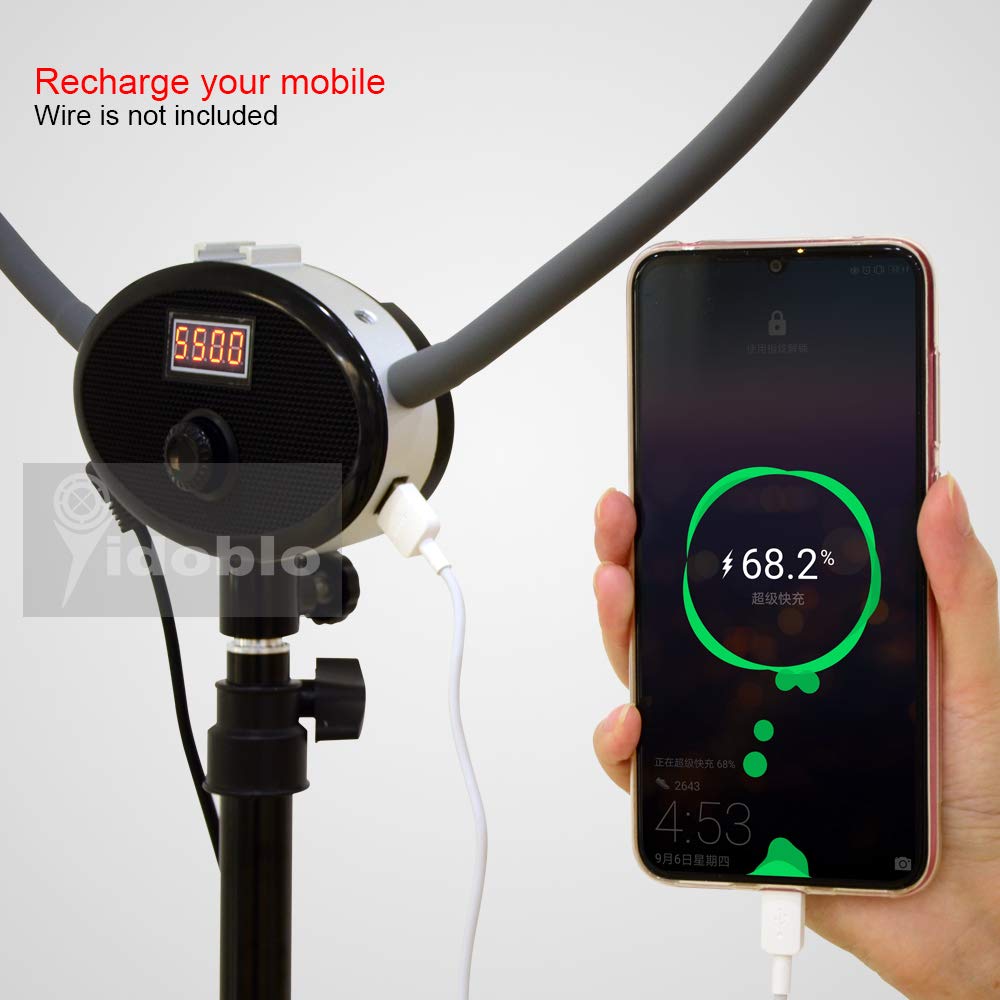 Yidoblo FX-800ii 50W Foldable LED Ring Light with 3200K-5500K Color Temperature, 4 Adjustable Arms & USB Charging Port for Phone Camera, YouTube, TikTok, Makeup Videos - Perfect for Home Studio, Vlogging, Live Streaming & Product Photography (Tripod & Bag Not Included)
