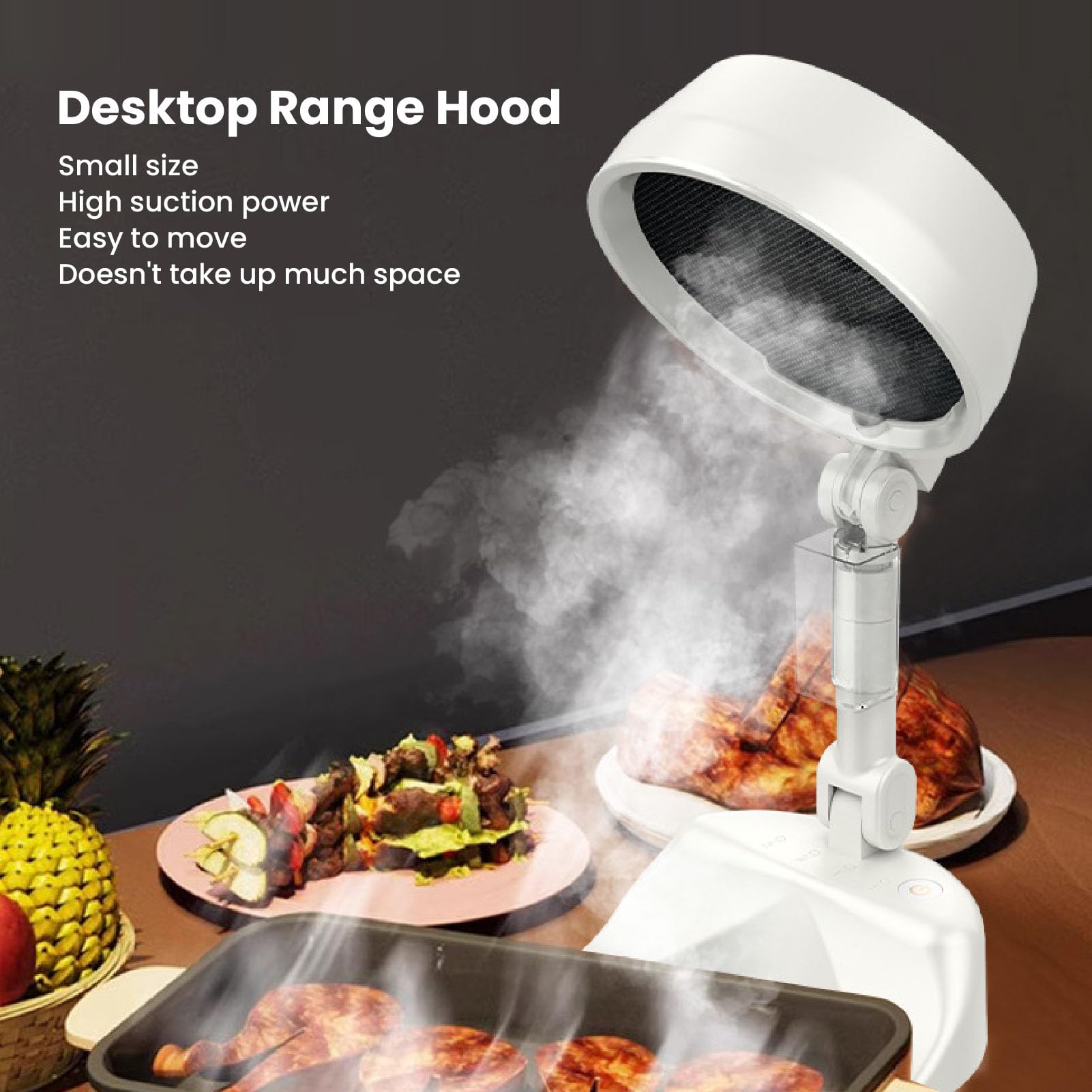 Foldable Portable Range Hood for Kitchen - 3-Speed Quiet Desktop Exhaust Fan with Oil Collection Cup - Perfect for Indoor BBQ, Cooking, and Small Apartments