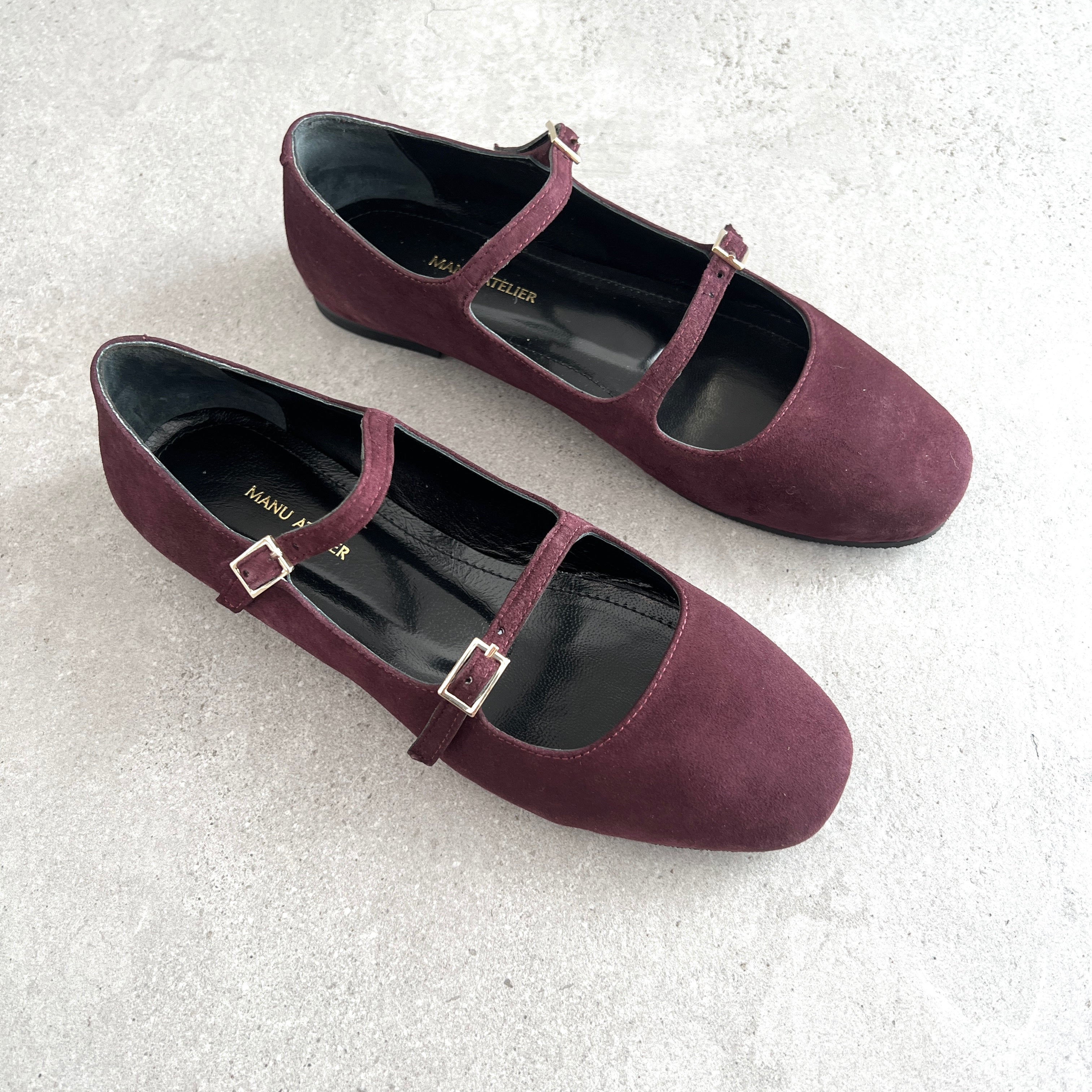 Elegant Merlot Suede Ballerina Flats for Women - Comfortable & Stylish Ballet Shoes for Work, Casual Wear & Special Occasions