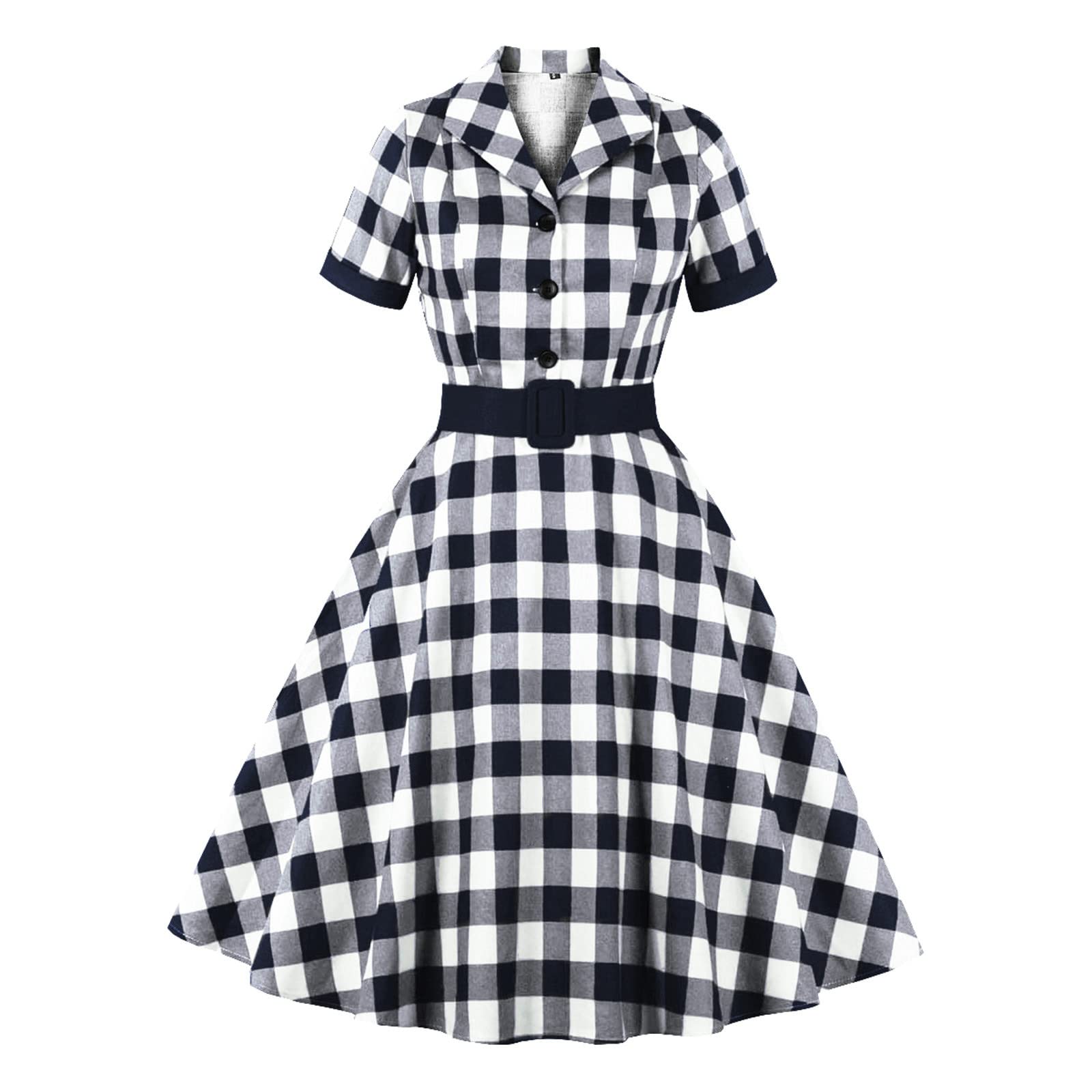 Vintage Retro Style Women's Summer Sleeveless V-Neck Button Down Paneled Dress with Bow Tie - Casual Beach Wear, Garden Party & Date Night Outfits