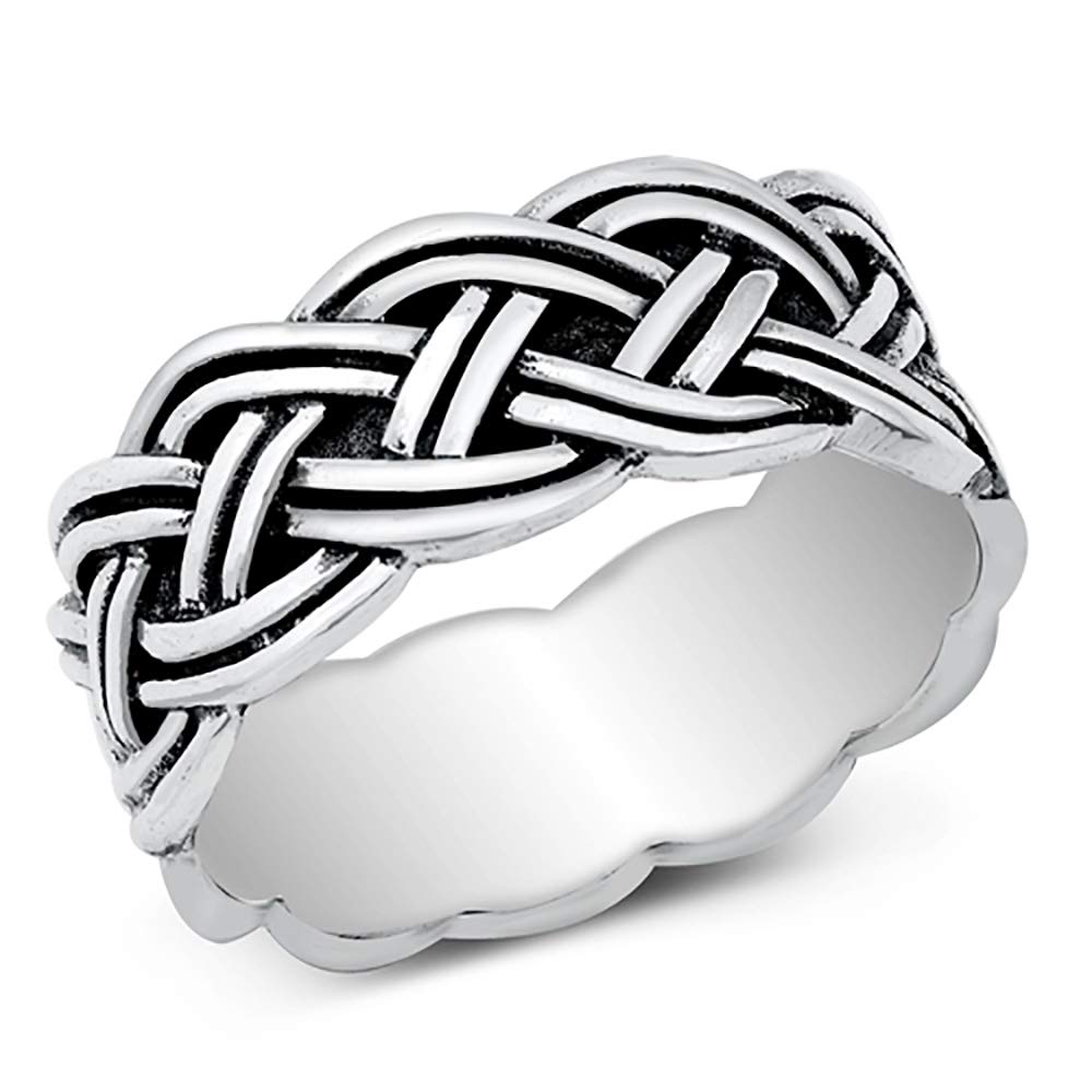 Oxidized Sterling Silver Double Braided Ring for Women - Handmade Boho Jewelry - Perfect for Everyday Wear, Gifts & Special Occasions