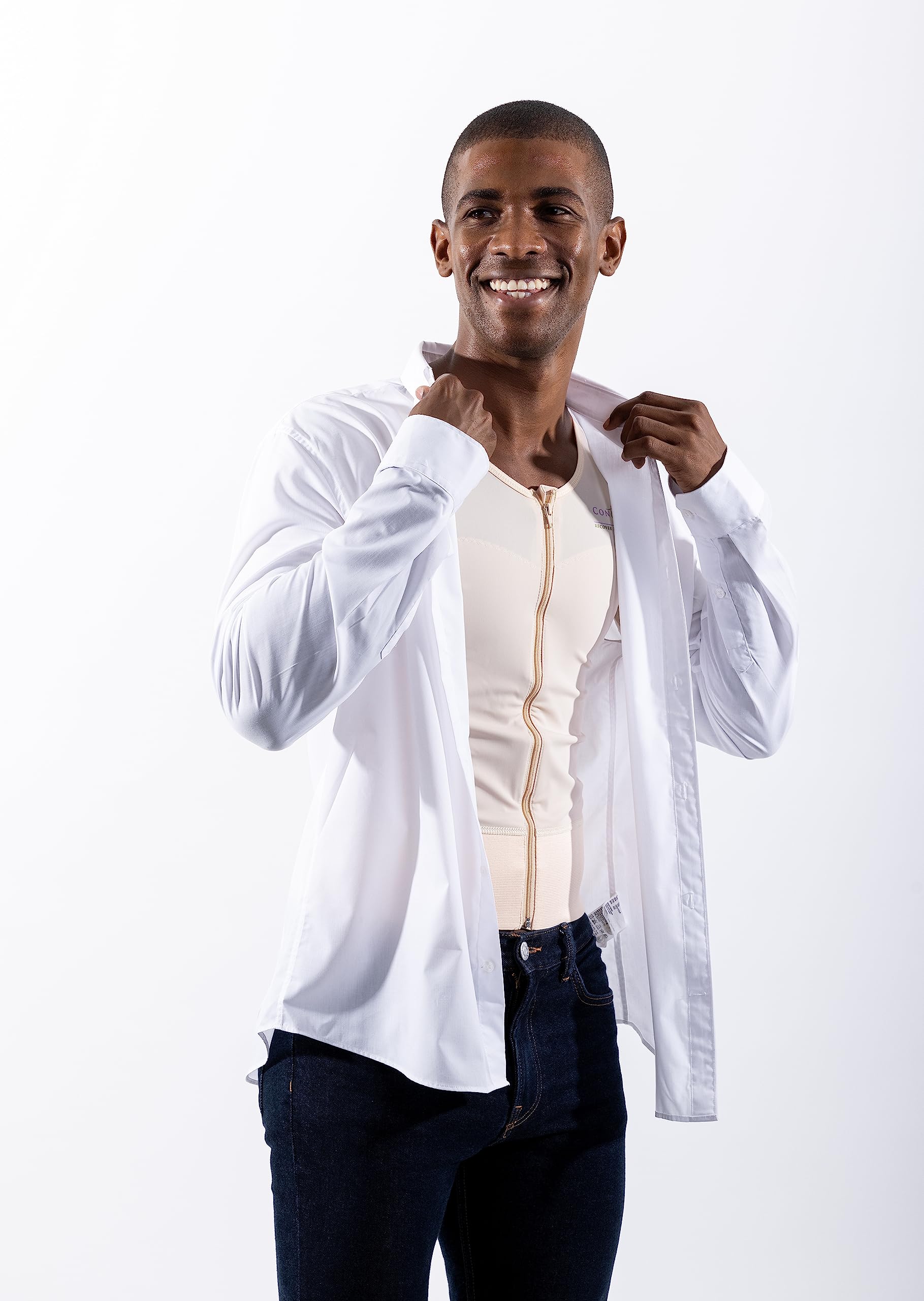 Post Gynecomastia Surgery Compression Vest for Men with Sleeves - Chest Binder Shirt for Gynecomastia Recovery (11S BG XL, Beige) - Ideal for Post-Surgery Support & Comfort