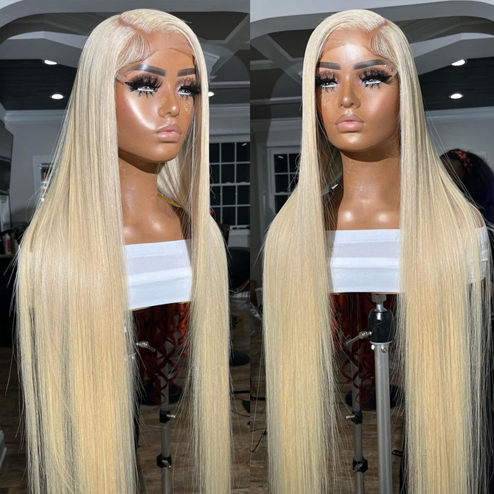 613 Lace Front Human Hair Wig - 30 Inch Straight Brazilian Virgin Hair with 13x4 Free Part, Pre-Plucked Hairline & Baby Hair - 150% Density Blonde Lace Wig for Black Women | Perfect for Daily Wear, Cosplay & Special Occasions