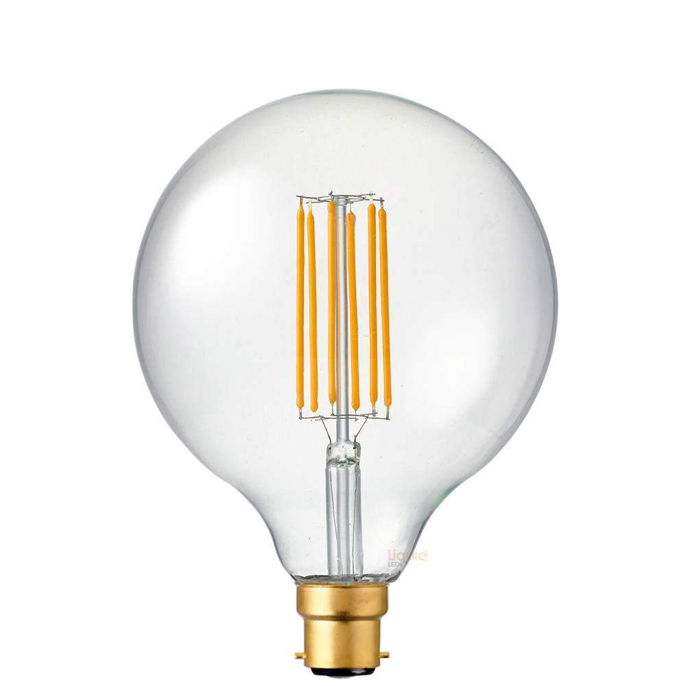 8W G125 LED Light Bulb B22 Base Clear Extra Warm White 2200K - Perfect for Bedrooms, Living Rooms, and Cozy Spaces