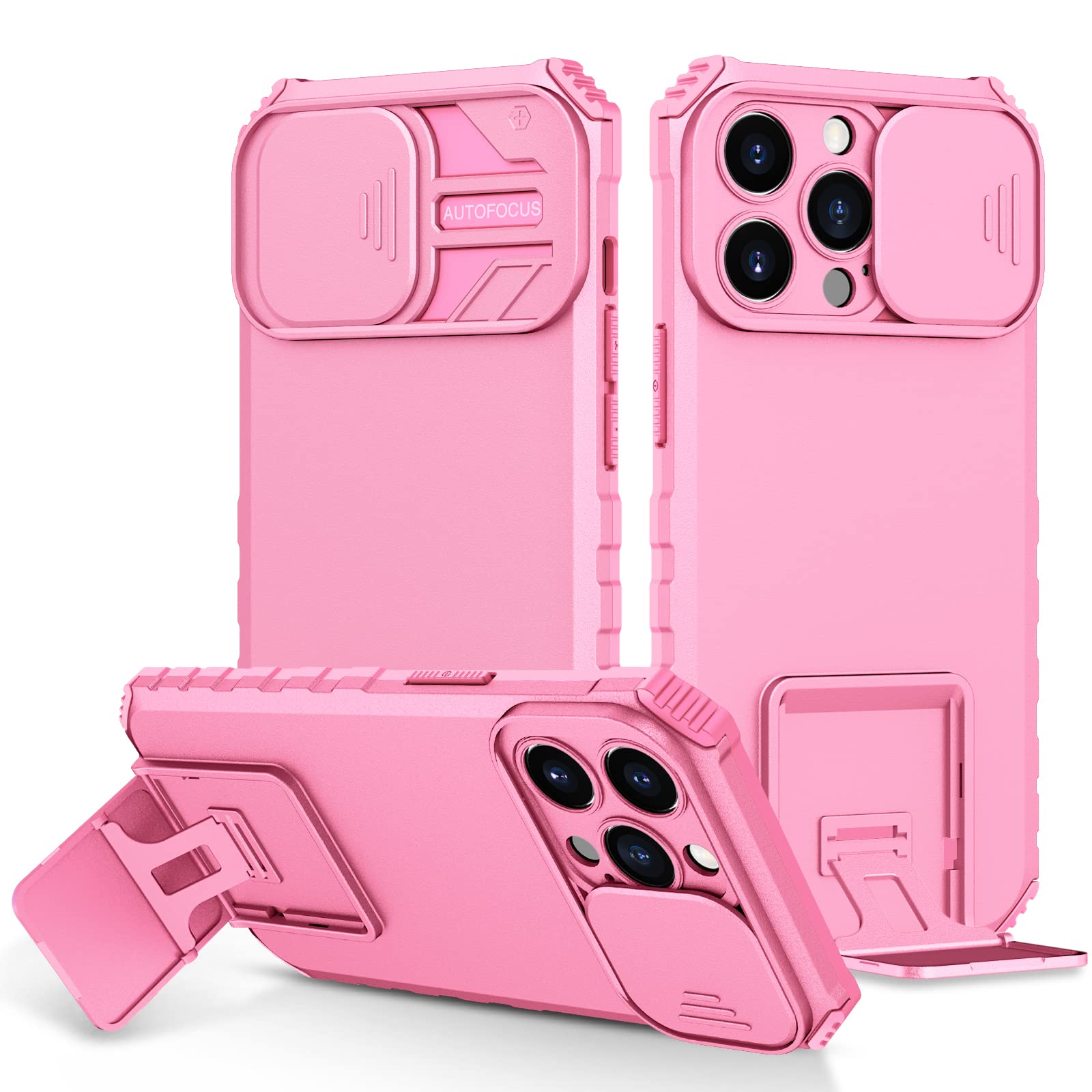 Joie & Joho Slide Lens Camera Cover Case for iPhone 13 Pro Max 6.7 inch (2021) - Heavy Pink Protective Phone Case with Built-in Kickstand | Compatible with iPhone 13 Pro 6.1 & iPhone 13 6.1 | Perfect for Travel, Photography & Everyday Protection