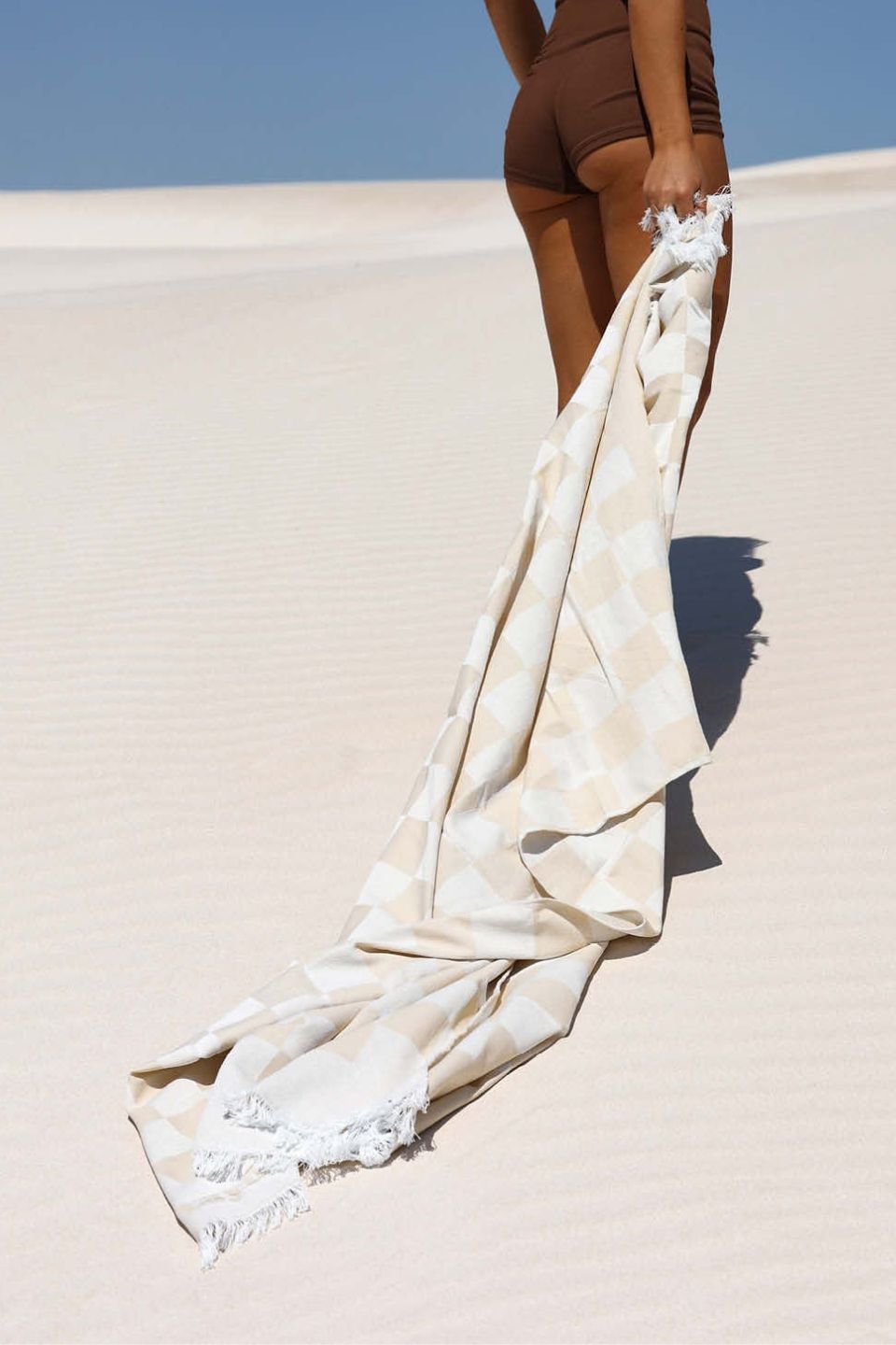 Premium Cove Sand Check Cotton Beach Towel - Soft, Absorbent & Quick-Drying - Perfect for Pool, Beach, Vacation & Outdoor Activities