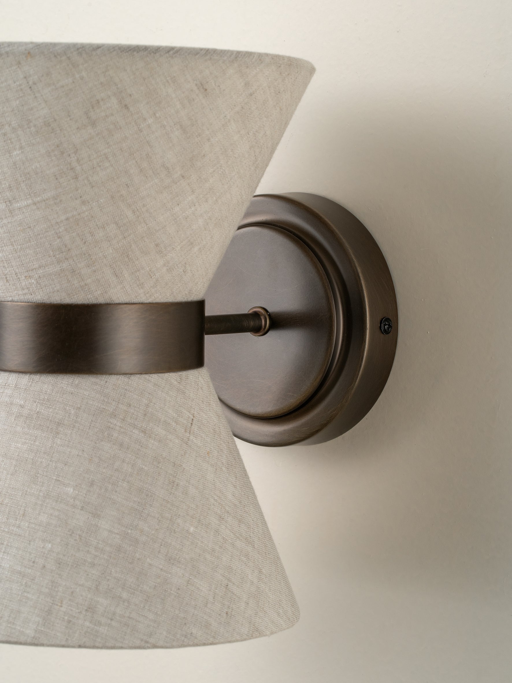 Renwick Linen and Bronze Wall Light - Modern Farmhouse Sconce for Living Room, Bedroom, or Hallway Lighting
