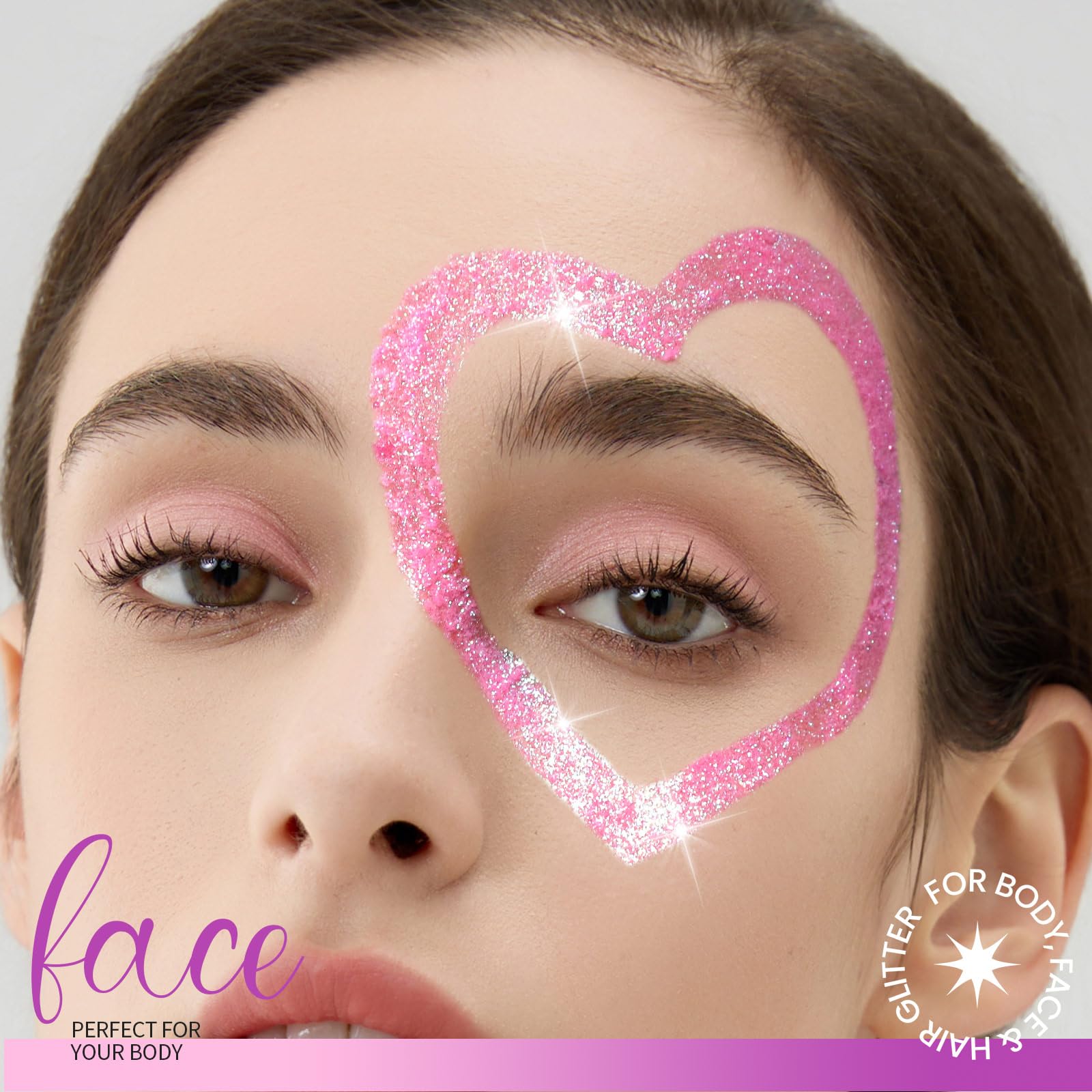 Teenitor Pink Face & Body Glitter Gel - 2 Pack (20g/0.7oz Each) | Shimmer Makeup for Eyes, Hair & Skin | Festival, Rave & Cosplay Glitter | Vegan & Cruelty-Free