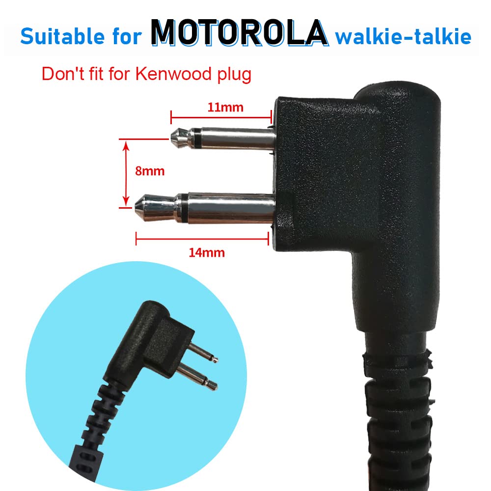 Motorola 2-Pin Covert Acoustic Tube Earpiece with Mic for Walkie Talkies - Compatible with CP200, CLS1410, CP110, GP300, CP040 Two-Way Radios (2 Pack) - Ideal for Security, Construction & Event Staff Communication